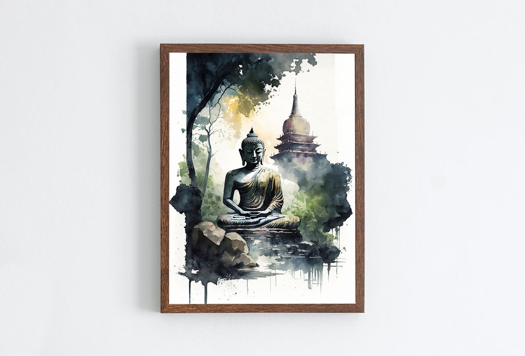 Buddha Under Tree. Zen Wall Art. Printable Wall Art. Watercolor Print. Buddhism Art. Instant Download Spiritual Wall Art. Asian Wall Art. #7