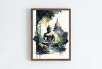 Buddha Under Tree. Zen Wall Art. Printable Wall Art. Watercolor Print. Buddhism Art. Instant Download Spiritual Wall Art. Asian Wall Art. #7