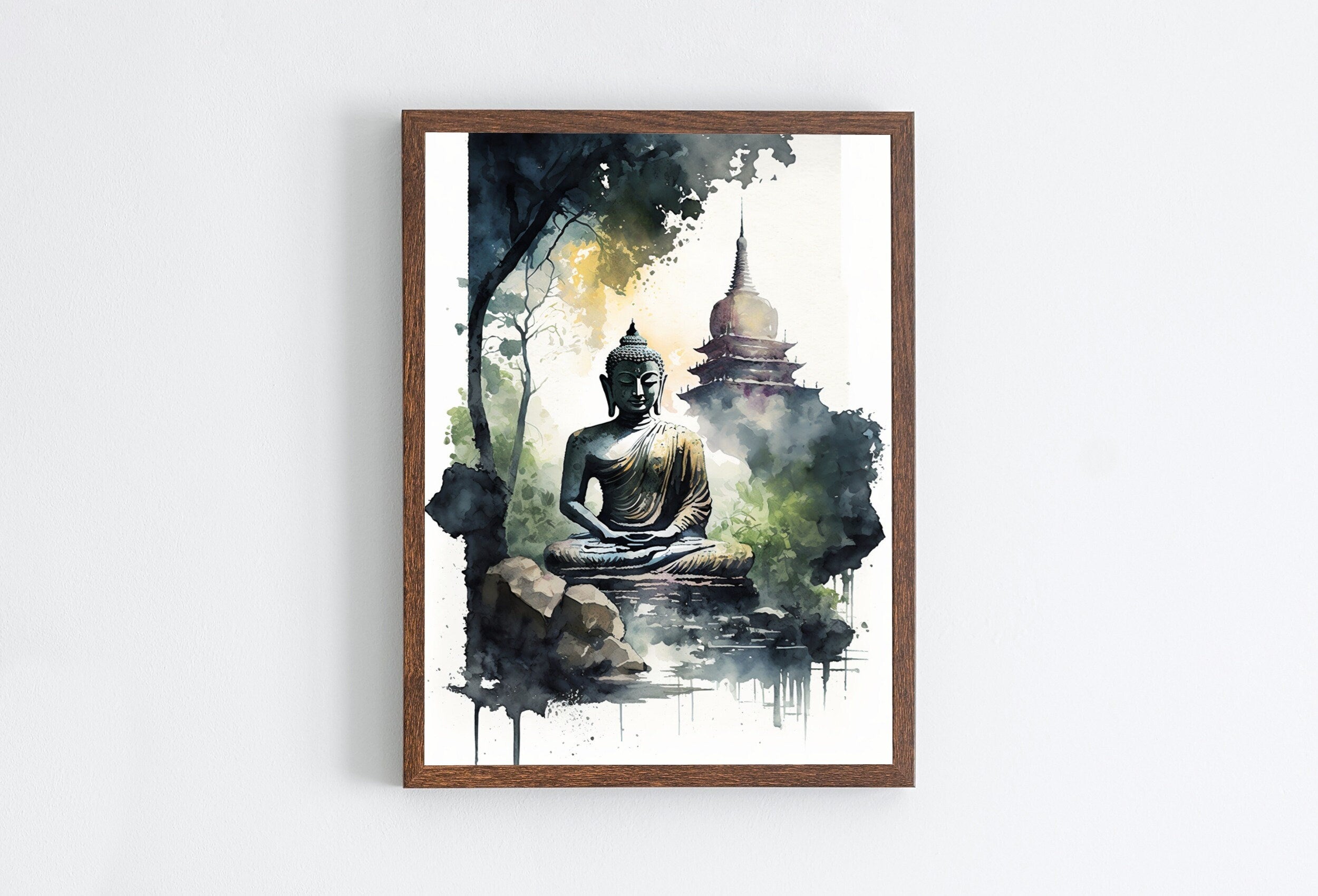 Buddha Under Tree. Zen Wall Art. Printable Wall Art. Watercolor Print. Buddhism Art. Instant Download Spiritual Wall Art. Asian Wall Art. #7