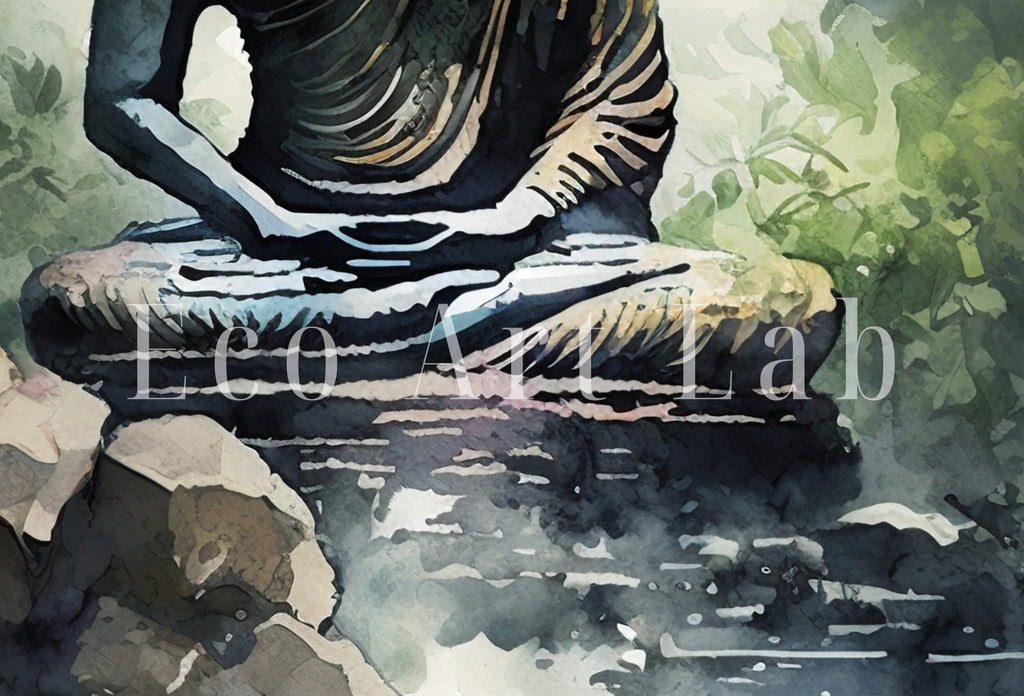 Buddha Under Tree. Zen Wall Art. Printable Wall Art. Watercolor Print. Buddhism Art. Instant Download Spiritual Wall Art. Asian Wall Art. #7