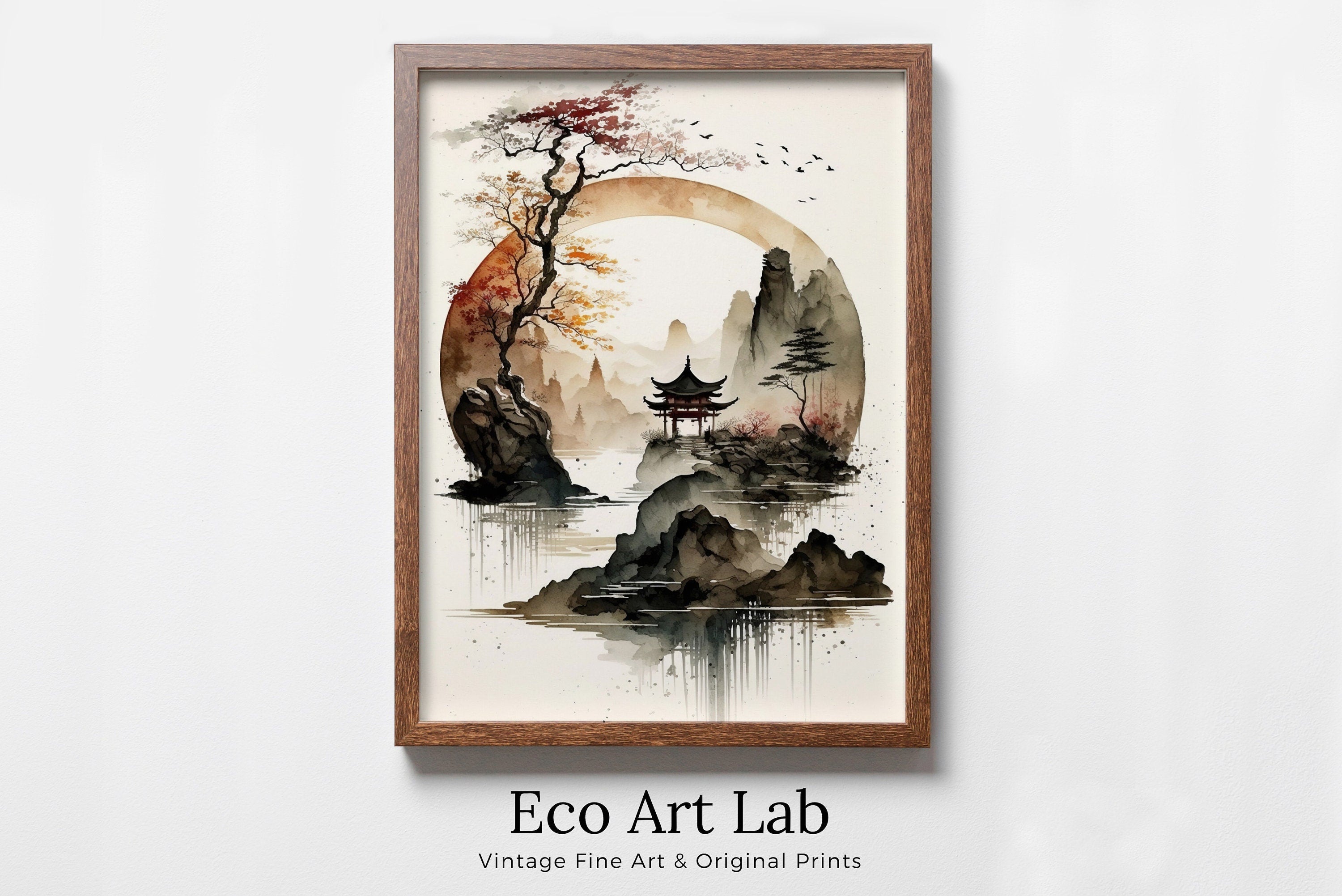 Zen Landscape Wall Decor. Enso Circle Printable Wall Art. Modern Neutral Abstract. Wabi Sabi Print. Japandi Wall Art. Asian Wall Art