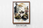 Zen Garden Printable Wall Art. Japandi Landscape. Instant Download Watercolor Zen Art. Japanese Wall Art. Spiritual Painting. Asian Wall Art