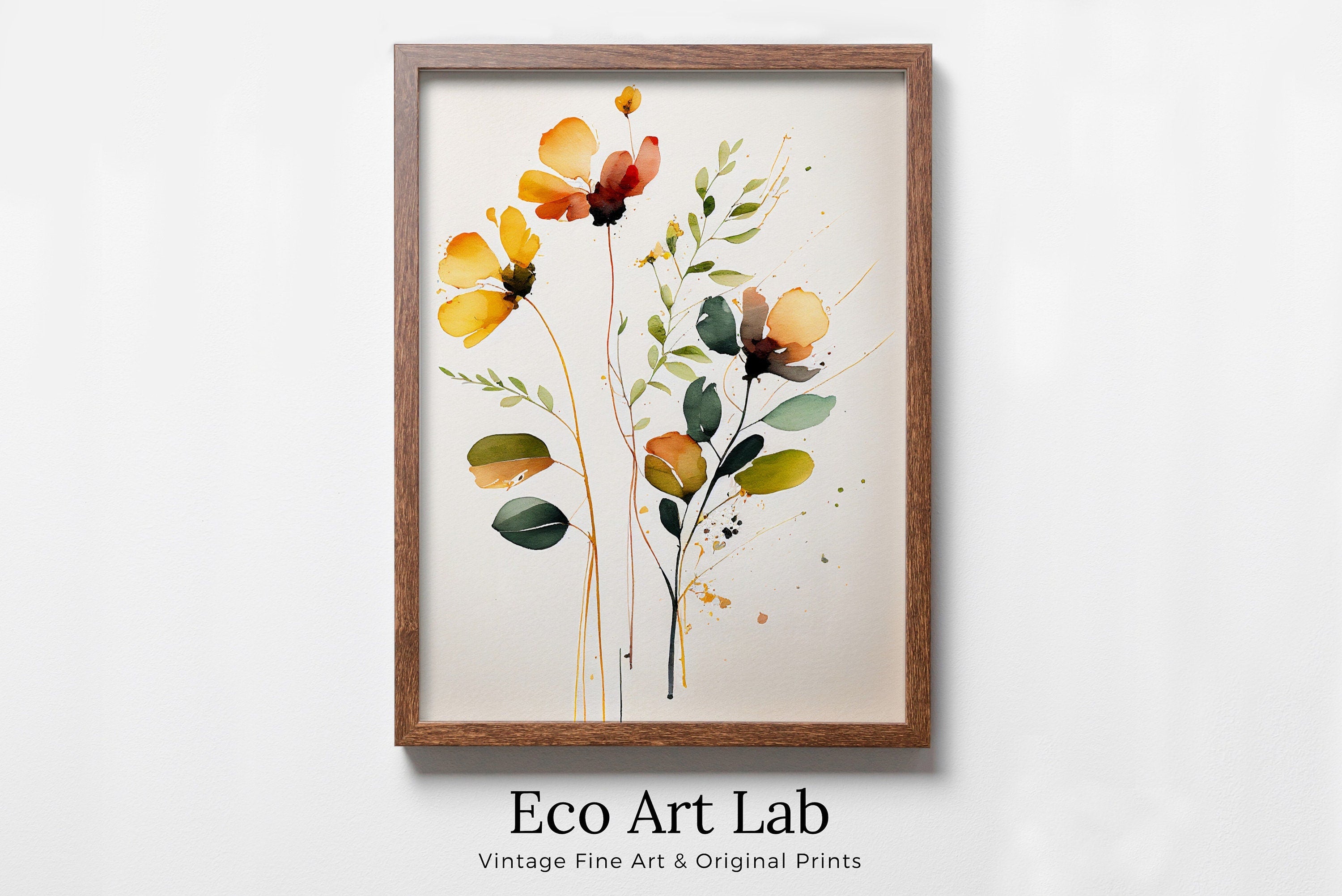 Watercolor Botanical Print. Floral Printable Wall Art. Printable Flower Watercolor. Boho Floral Art. Wild Flowers Art. Floral Minimalist Art