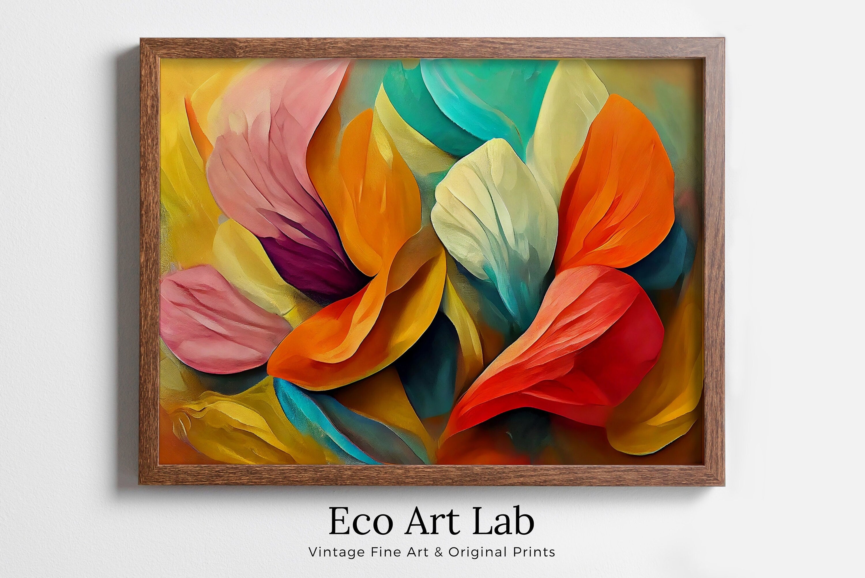 Abstract Modern Floral Print Digital Painting. Printable Wall Art. Colorful Abstract Flower Petals Botanical Art Print. Downloadable Art #2