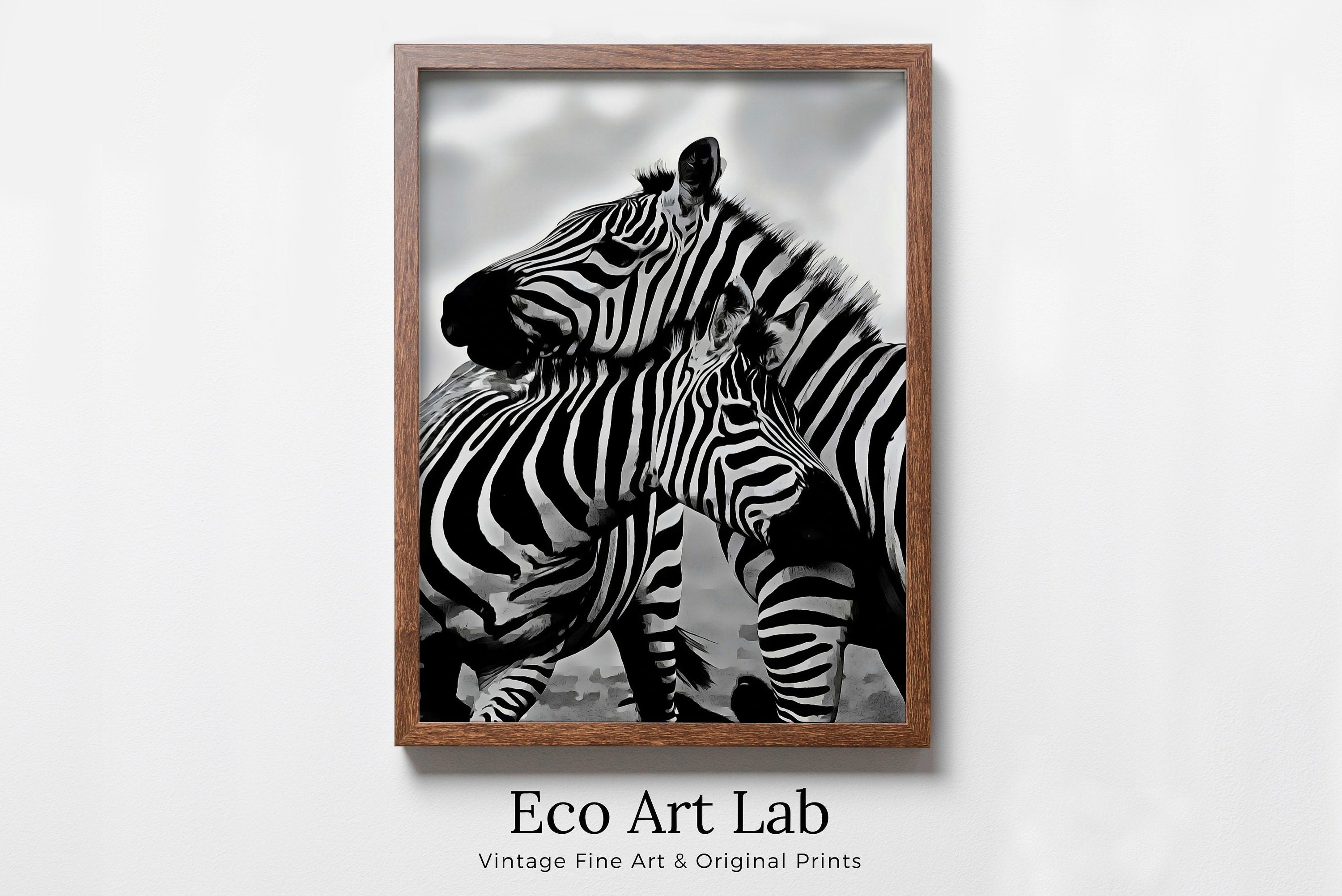 Zebra Love Black and White Printable Wall Art. Zebra Digital Print Black and White Art Downloadable Art. Safari Animals Print