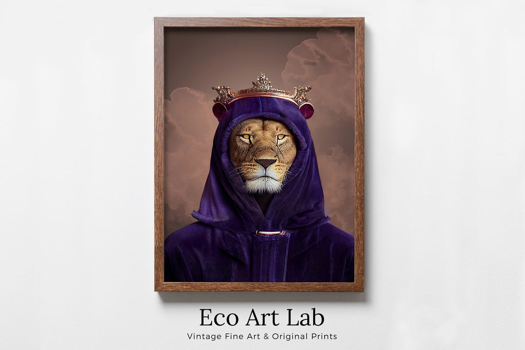Original King Lion Digital Art Print. Printable Wall Art. Modern Lion Artwork. Instant Download. Contemporary Animal Poster. Lion Portrait