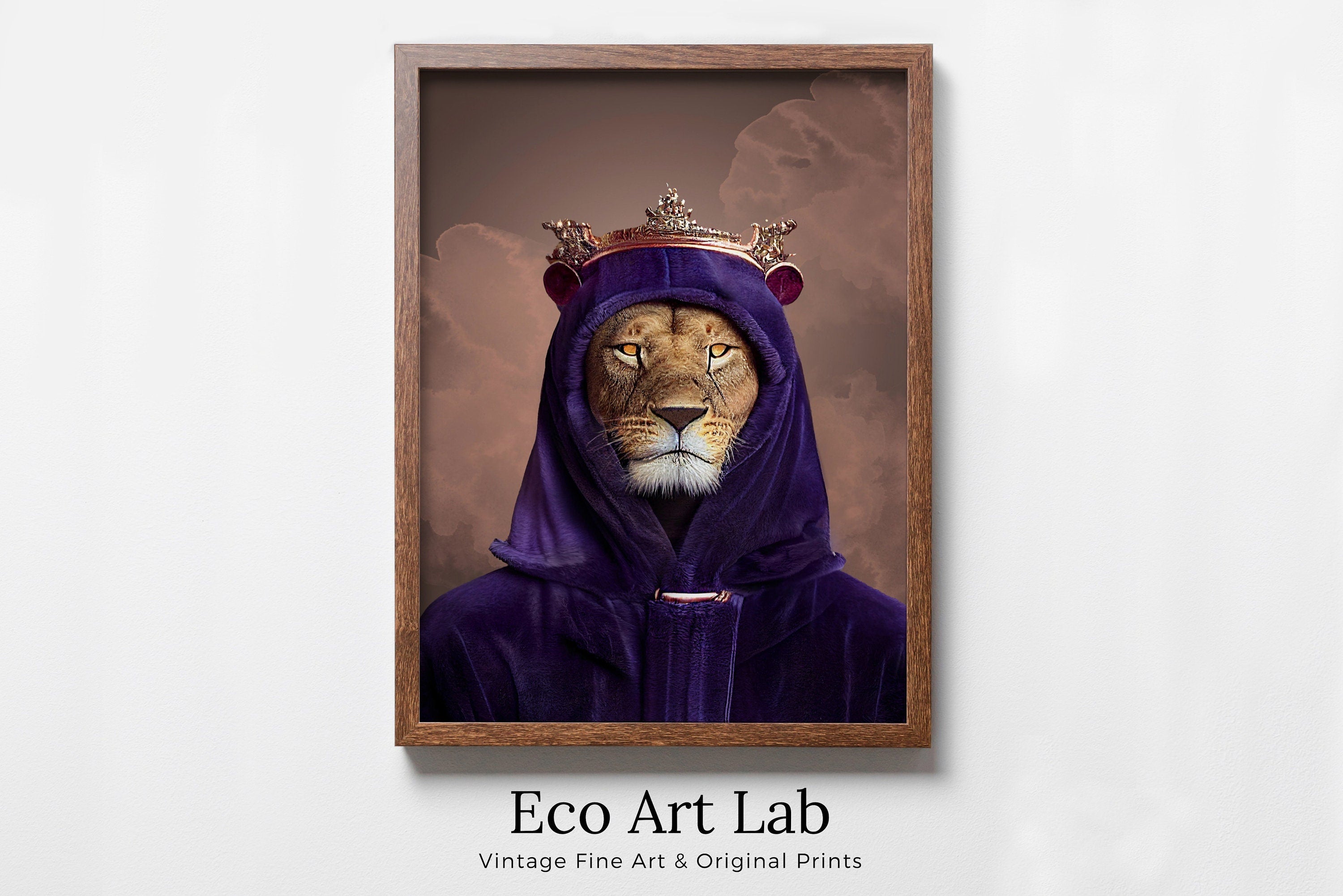 Original King Lion Digital Art Print. Printable Wall Art. Modern Lion Artwork. Instant Download. Contemporary Animal Poster. Lion Portrait