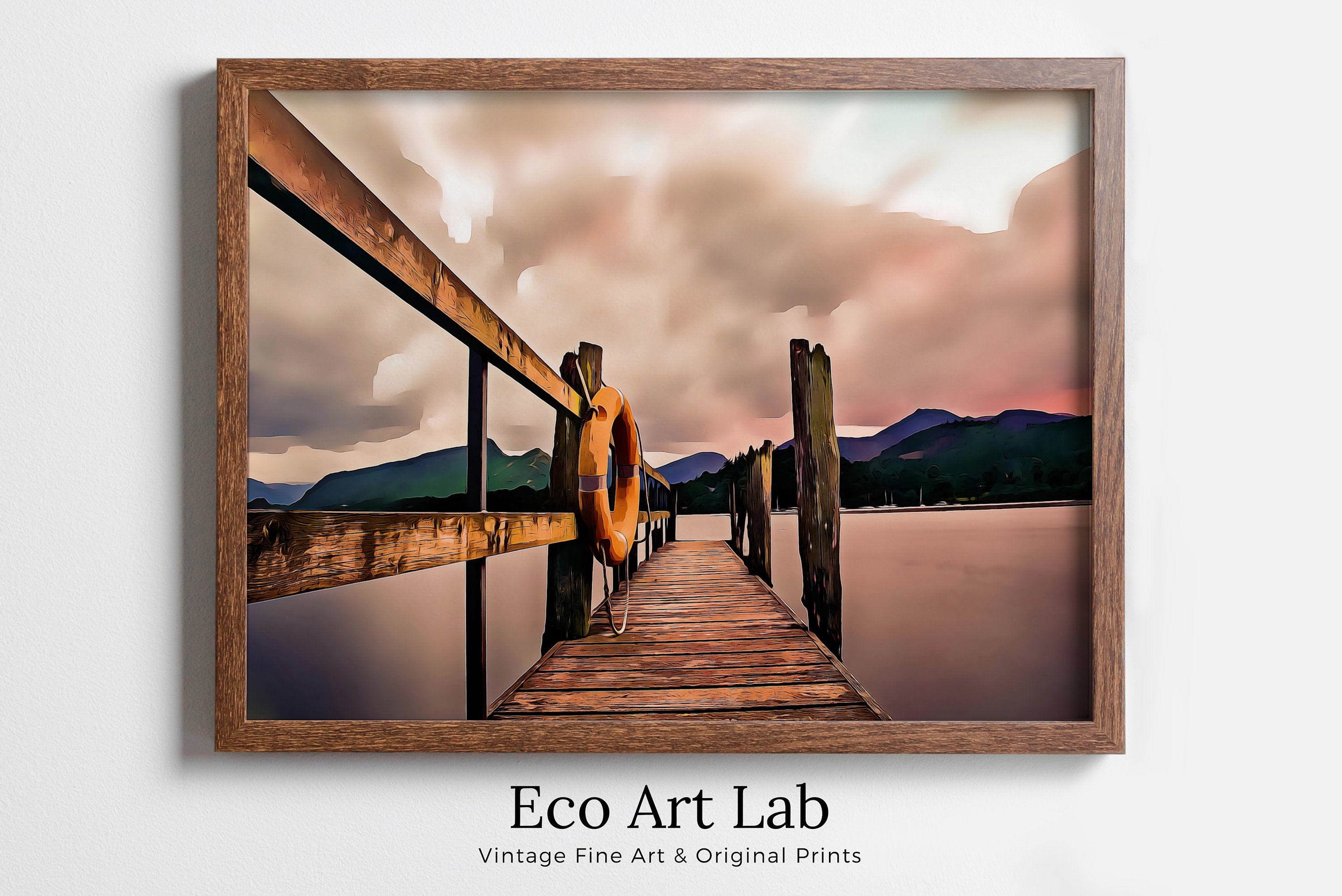 Wooden Pier on Lake Sunrise Printable Wall Art, Wooden Pier Print, Pier on Lake Print, Sunrise Pier Printable, Lake Landscape Wall Decor