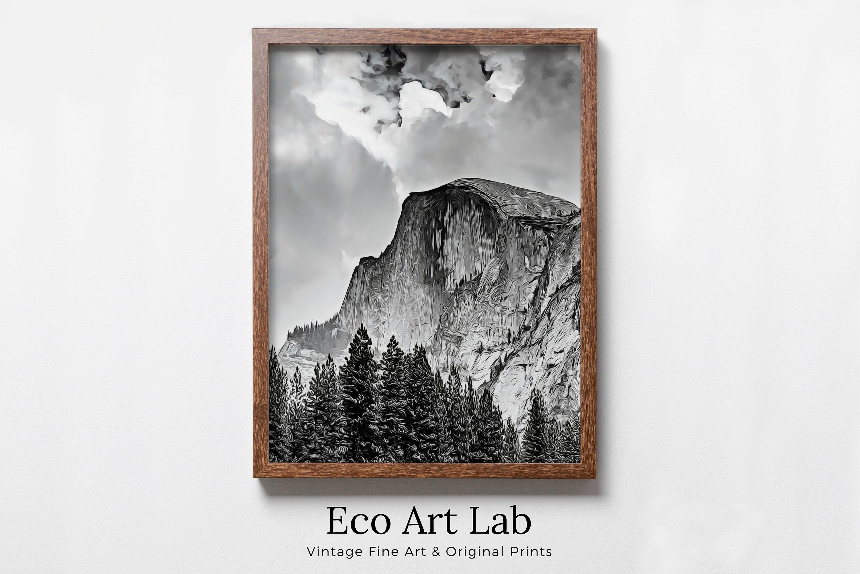Yosemite Wall Art Poster. Instant Download Yosemite Vertical Poster National Park Art, Black and White Wall Decor Printable Wall Art