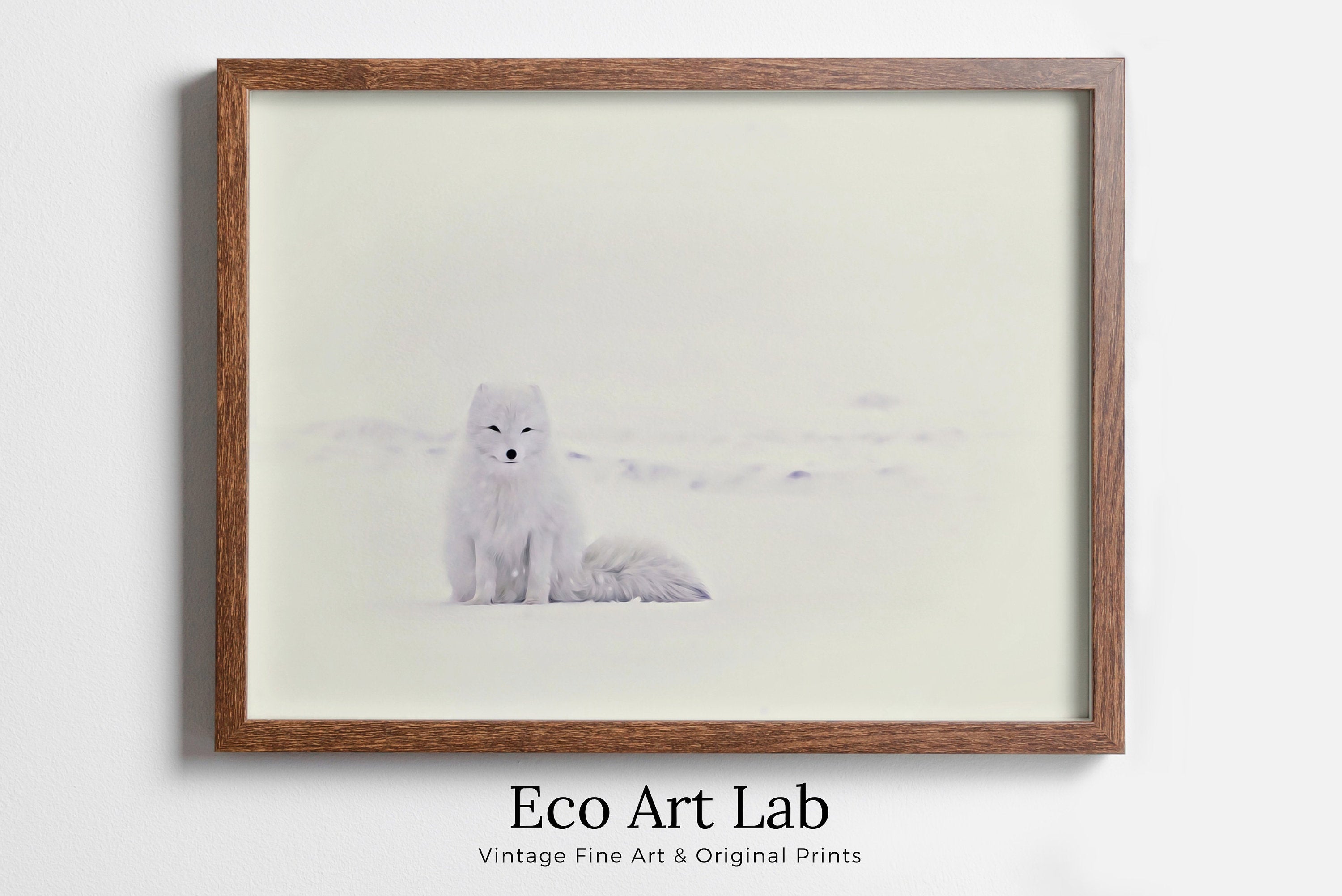 White Arctic Fox in Snow. Printable Wall Art. Digital Download Fox Wall Art Poster. Nature Print Digital Art. Instant Download Winter Decor