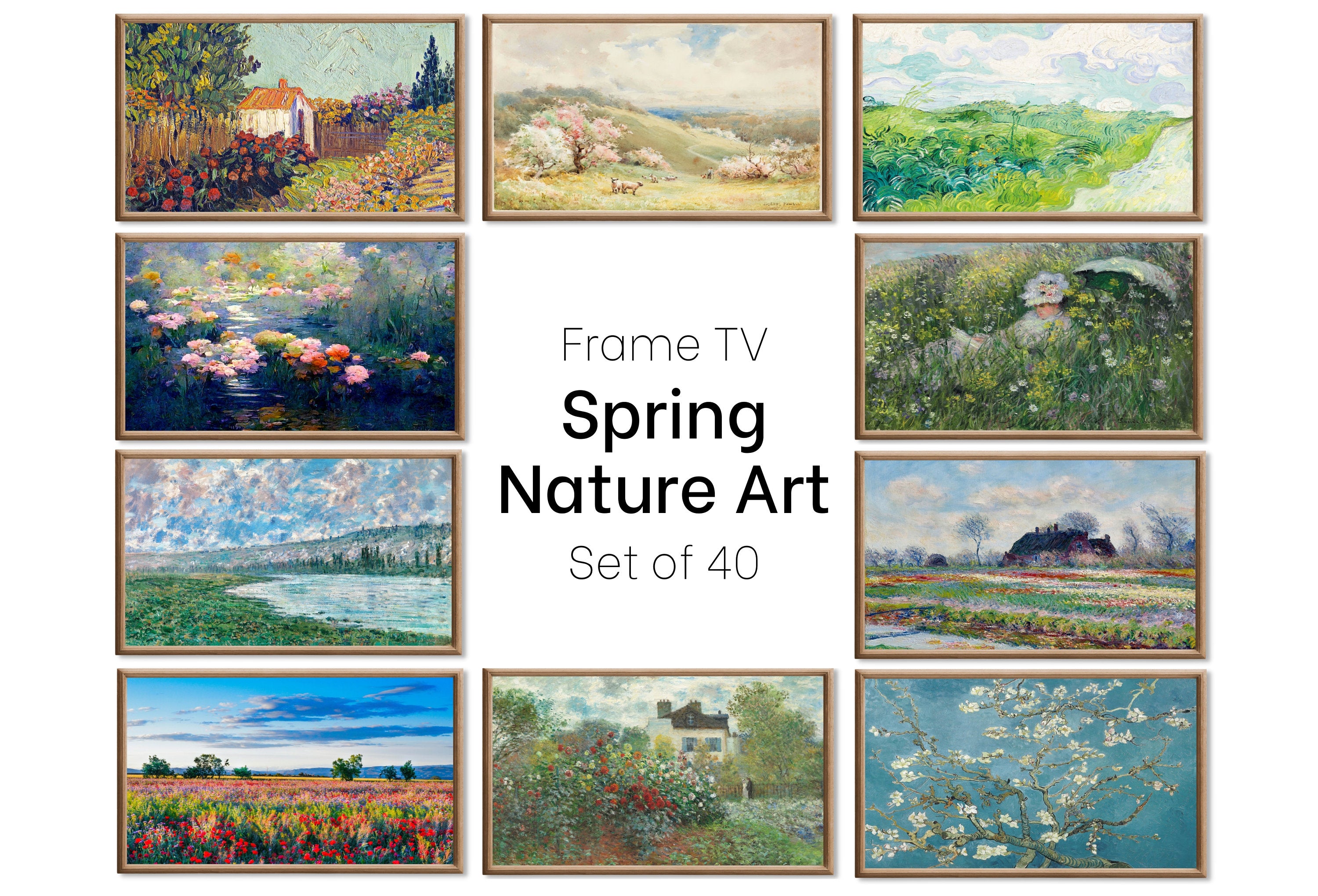 Set of 40 Samsung Frame TV 4K Art. Spring Wall Art Nature Digital Collection. Vintage Spring Decor TV Art Set. Instant Download Frame TV Art