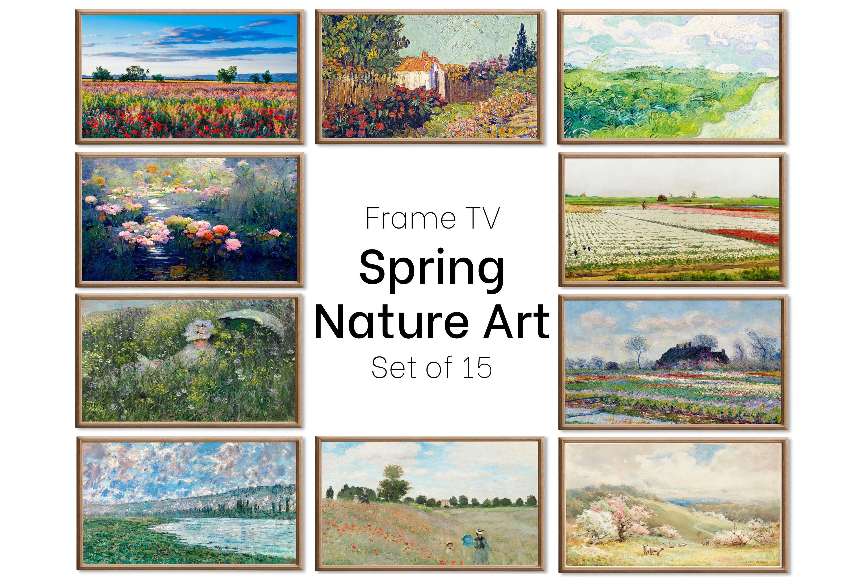 Set of 15 Samsung Frame TV 4K Art. Spring Wall Art Nature Digital Collection. Vintage Spring Decor TV Art Set. Instant Download Frame TV Art