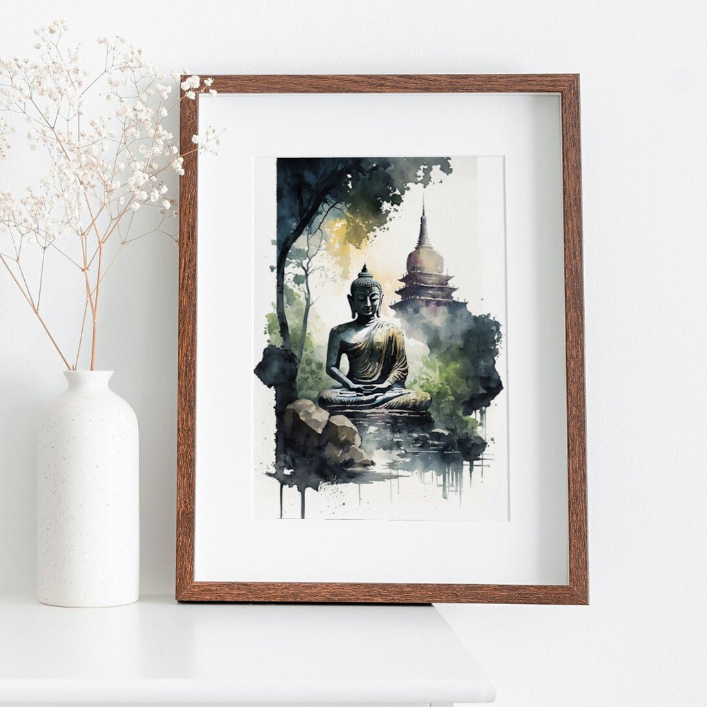 Buddha Under Tree. Zen Wall Art. Printable Wall Art. Watercolor Print. Buddhism Art. Instant Download Spiritual Wall Art. Asian Wall Art. #7