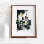 Buddha Under Tree. Zen Wall Art. Printable Wall Art. Watercolor Print. Buddhism Art. Instant Download Spiritual Wall Art. Asian Wall Art. #7