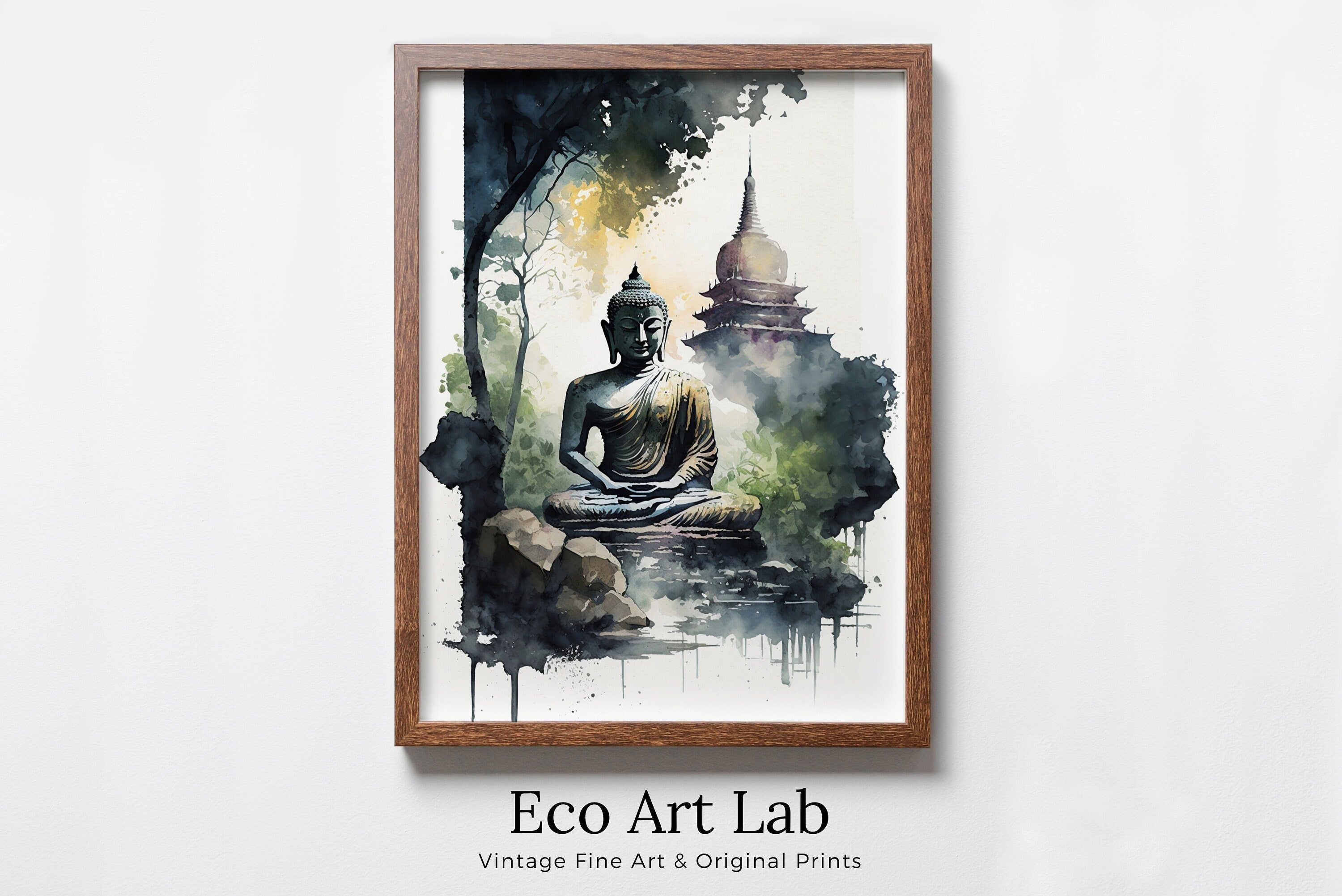 Buddha Under Tree. Zen Wall Art. Printable Wall Art. Watercolor Print. Buddhism Art. Instant Download Spiritual Wall Art. Asian Wall Art. #7