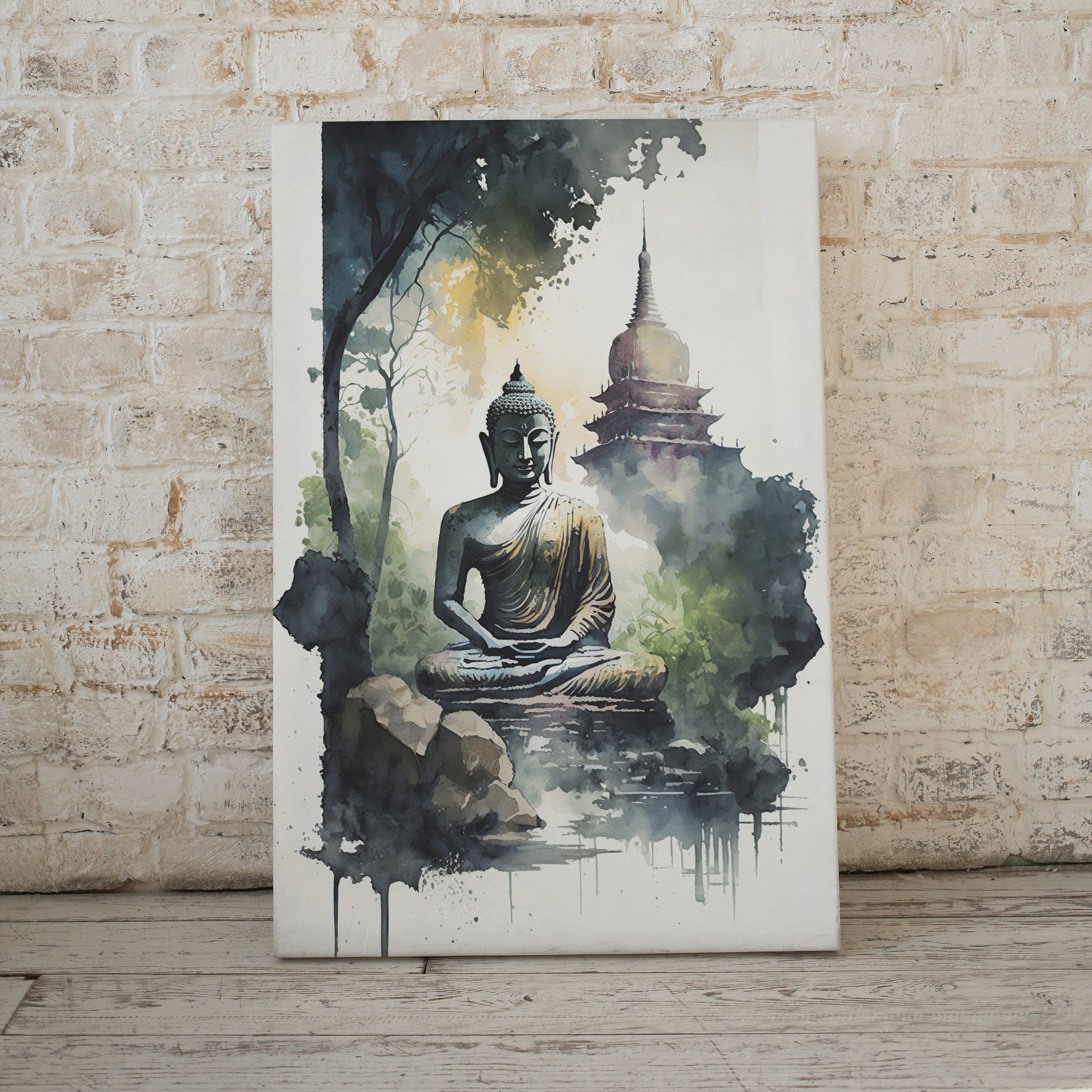 Buddha Under Tree. Zen Wall Art. Printable Wall Art. Watercolor Print. Buddhism Art. Instant Download Spiritual Wall Art. Asian Wall Art. #7