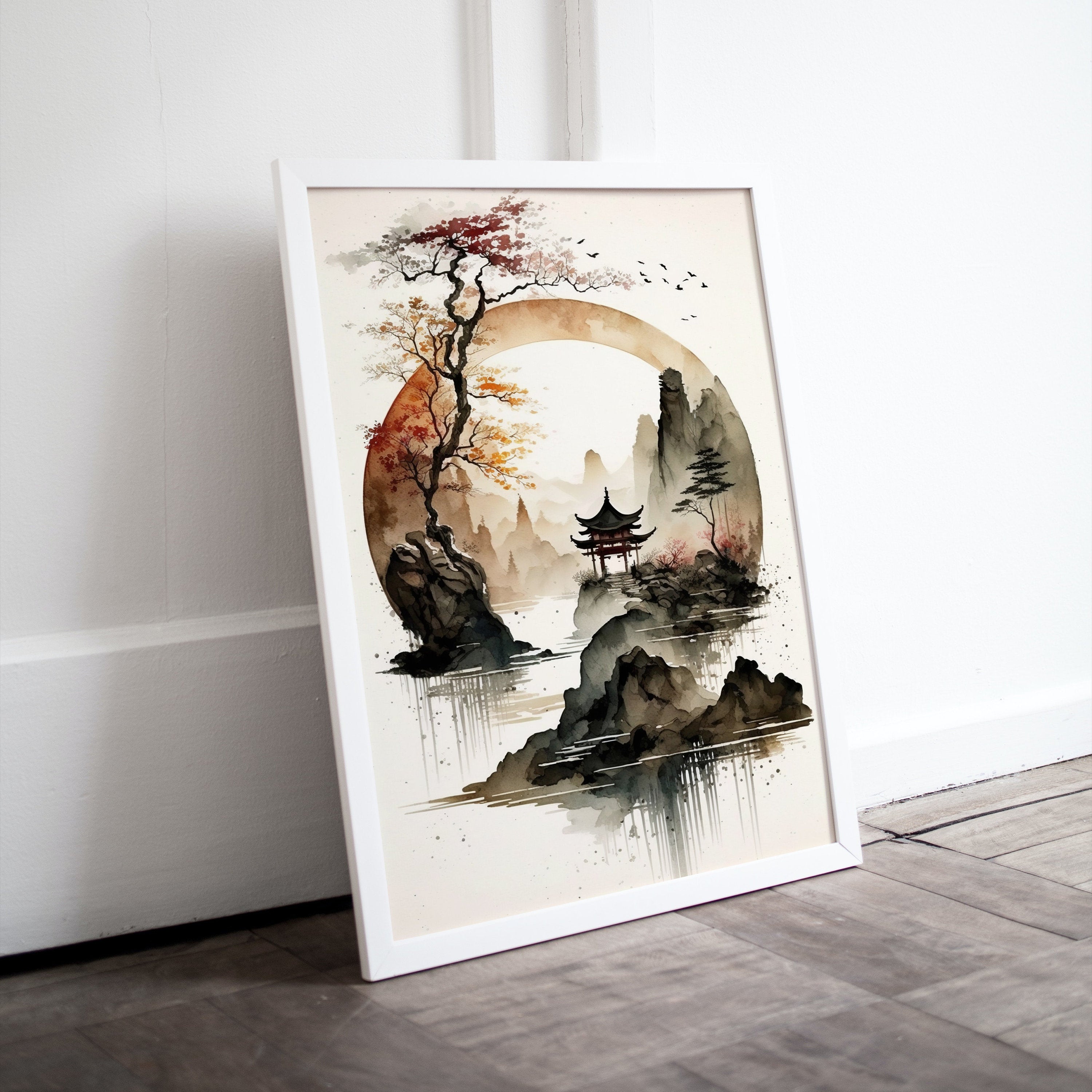 Zen Landscape Wall Decor. Enso Circle Printable Wall Art. Modern Neutral Abstract. Wabi Sabi Print. Japandi Wall Art. Asian Wall Art