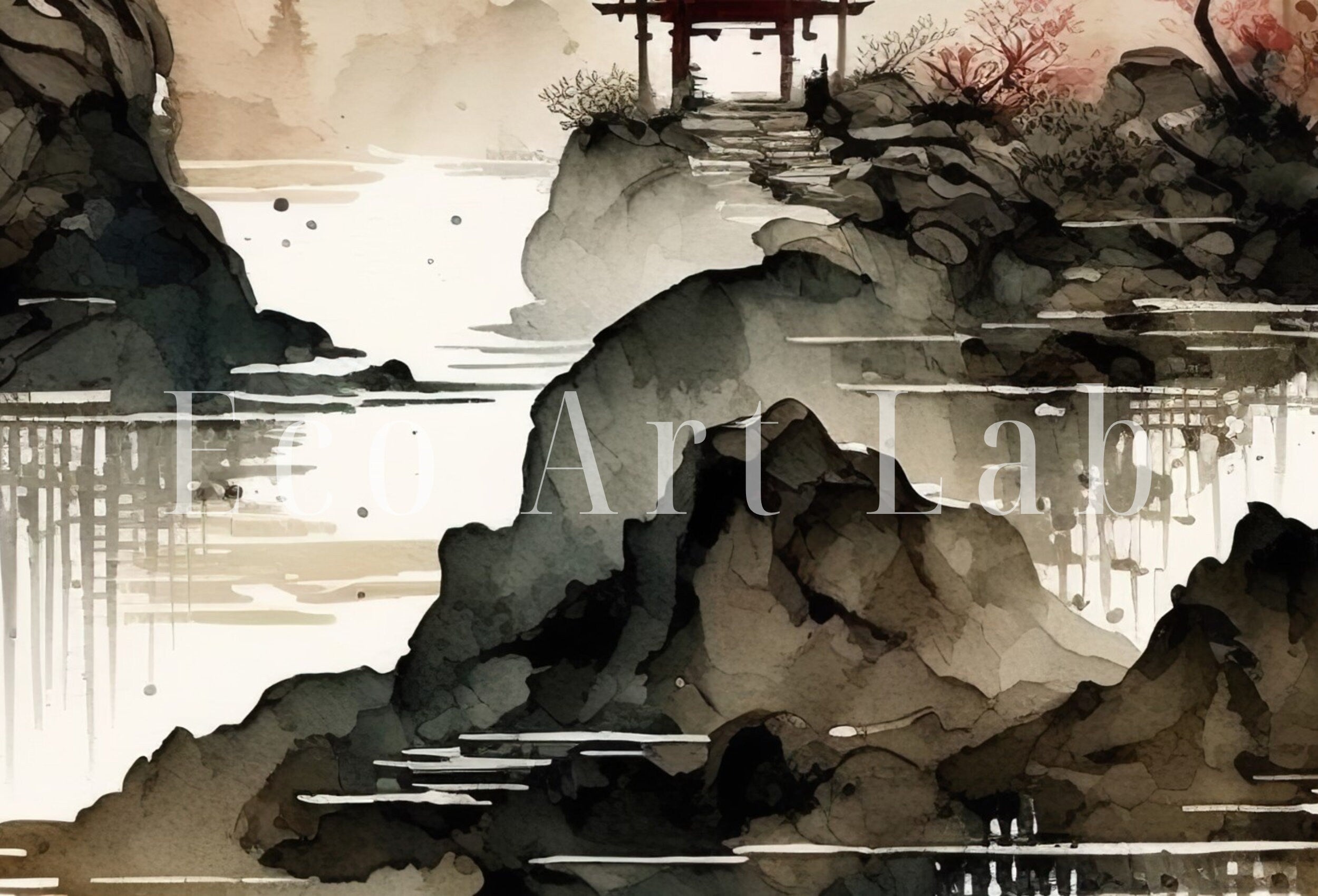 Zen Landscape Wall Decor. Enso Circle Printable Wall Art. Modern Neutral Abstract. Wabi Sabi Print. Japandi Wall Art. Asian Wall Art