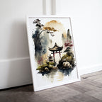 Zen Garden Printable Wall Art. Japandi Landscape. Instant Download Watercolor Zen Art. Japanese Wall Art. Spiritual Painting. Asian Wall Art