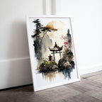 Zen Garden Printable Wall Art. Instant Download Watercolor Zen Art. Japandi Landscape. Japanese Wall Art. Spiritual Painting. Asian Wall Art