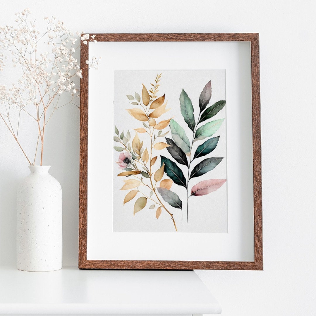 Floral Printable Wall Art. Floral Minimalist Art. Printable Flower Watercolor. Boho Floral Art. Watercolor Botanical Print. Wild Flowers Art