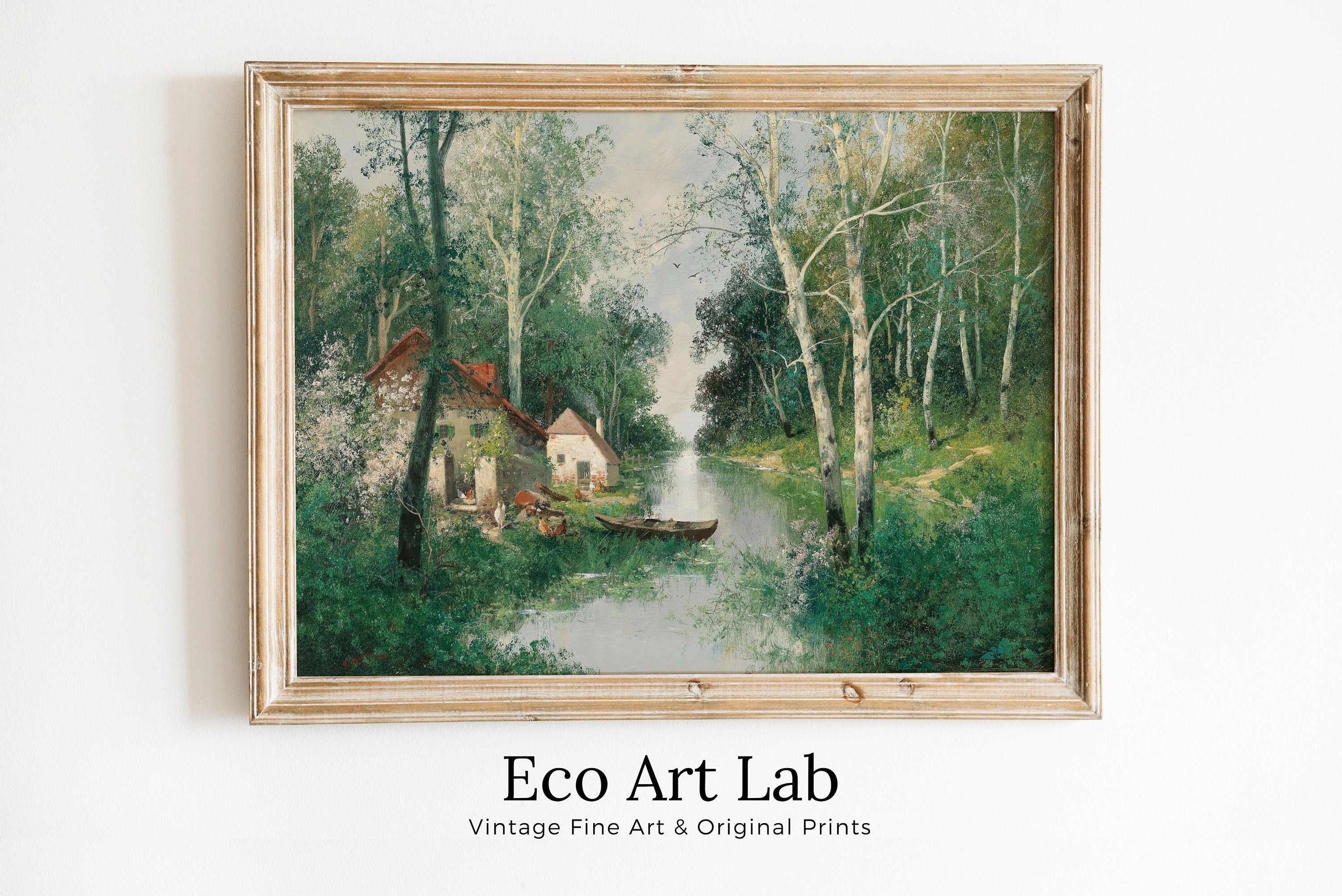 Vintage Spring Landscape Print. Printable Wall Art. Antique Nature Print. Spring Landscape Oil Painting. River Painting Digital Print – Printable Wall Art Digital Download – Digital Download