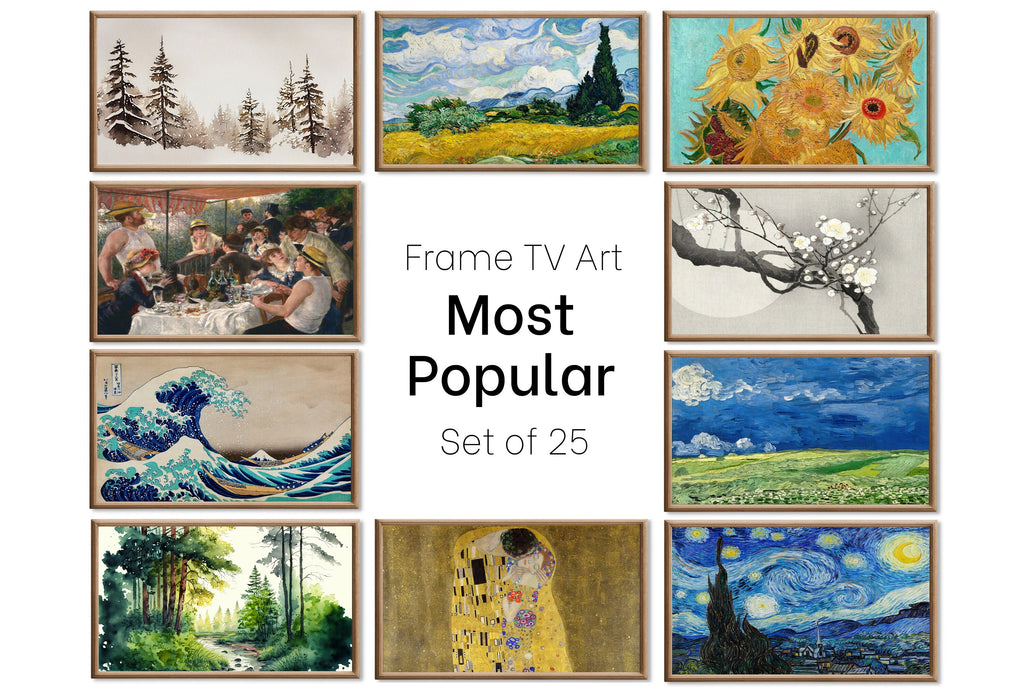 Set of 25 Samsung Frame TV 4K Art. Most Popular Paintings & Digital Art Ultimate Collection. TV Art Set. Instant Download Frame TV Art