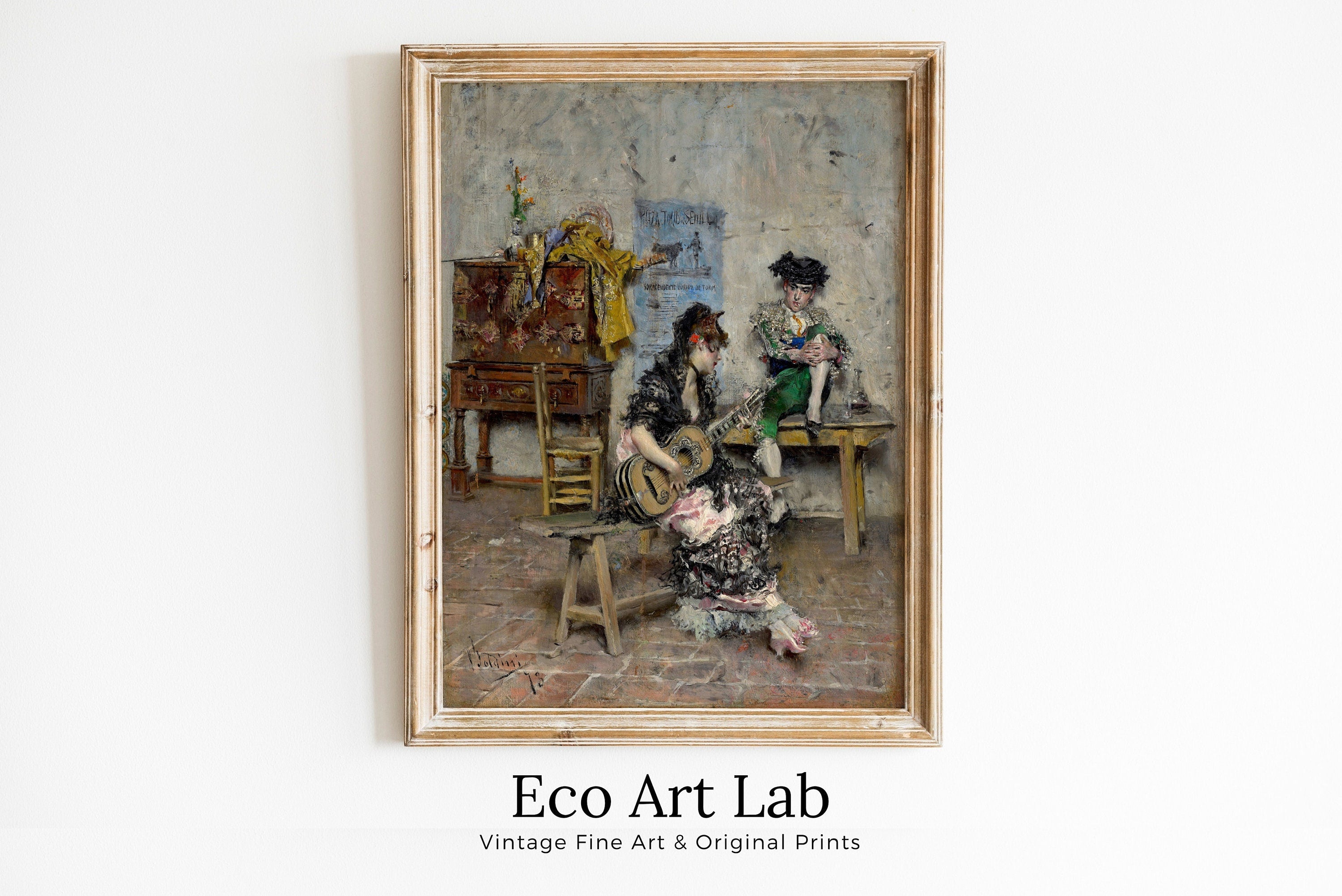 Vintage Oil Painting Printable | Woman Guitarist | Victorian Antique Print | Musician Downloadable | Vintage Woman Playing Guitar Portrait – Printable Wall Art Digital Download – Digital Download