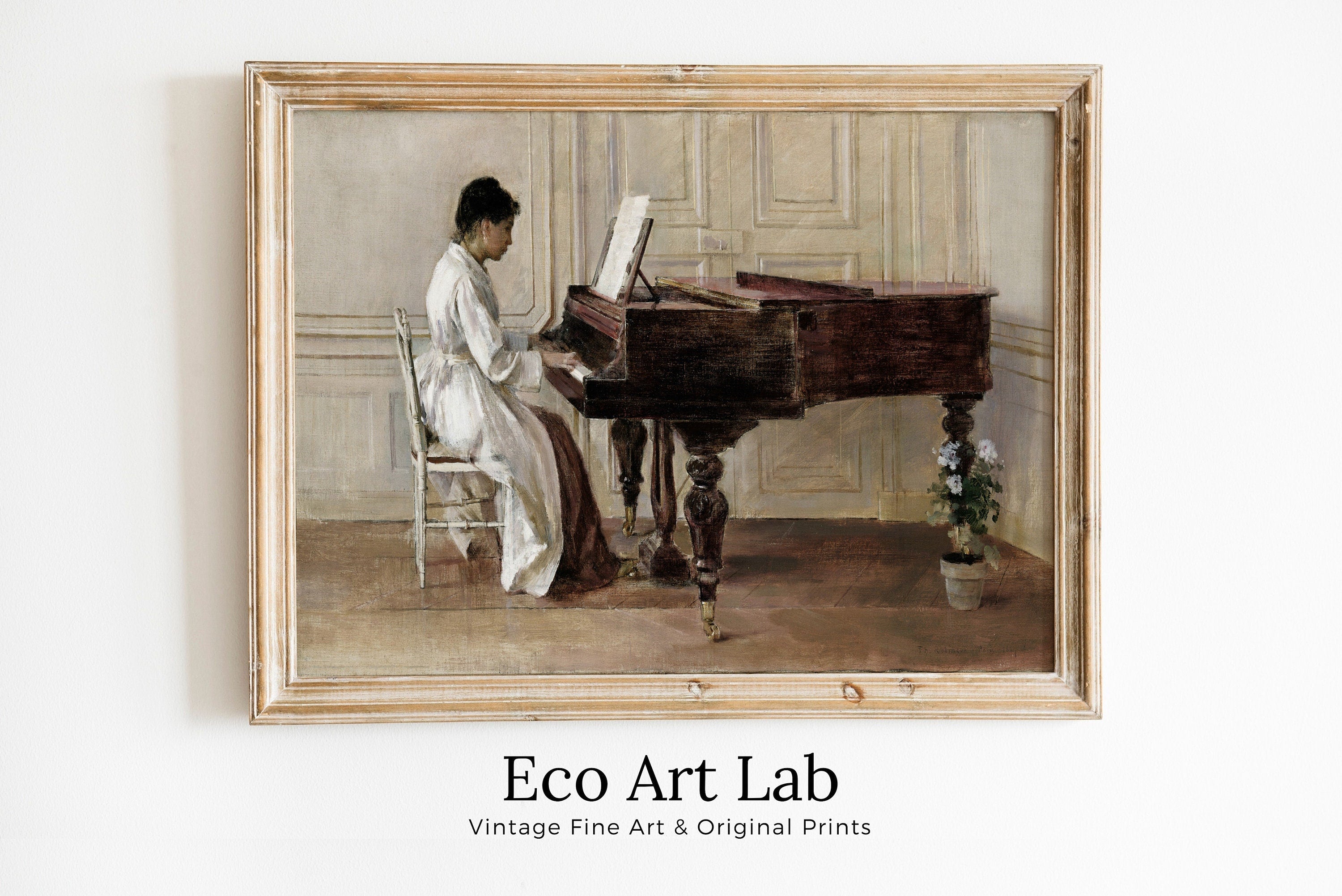Woman Pianist | Vintage Oil Painting Printable | Rustic Antique Print | Musician Portrait Downloadable | Vintage Woman Playing Piano