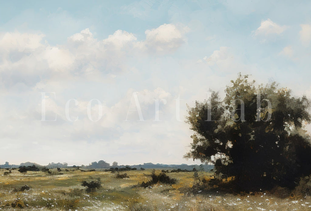 Wildflower Field Printable Art | Landscape Oil Painting | Country Field Wall Art | Vintage Landscape Art Print | Digital Download