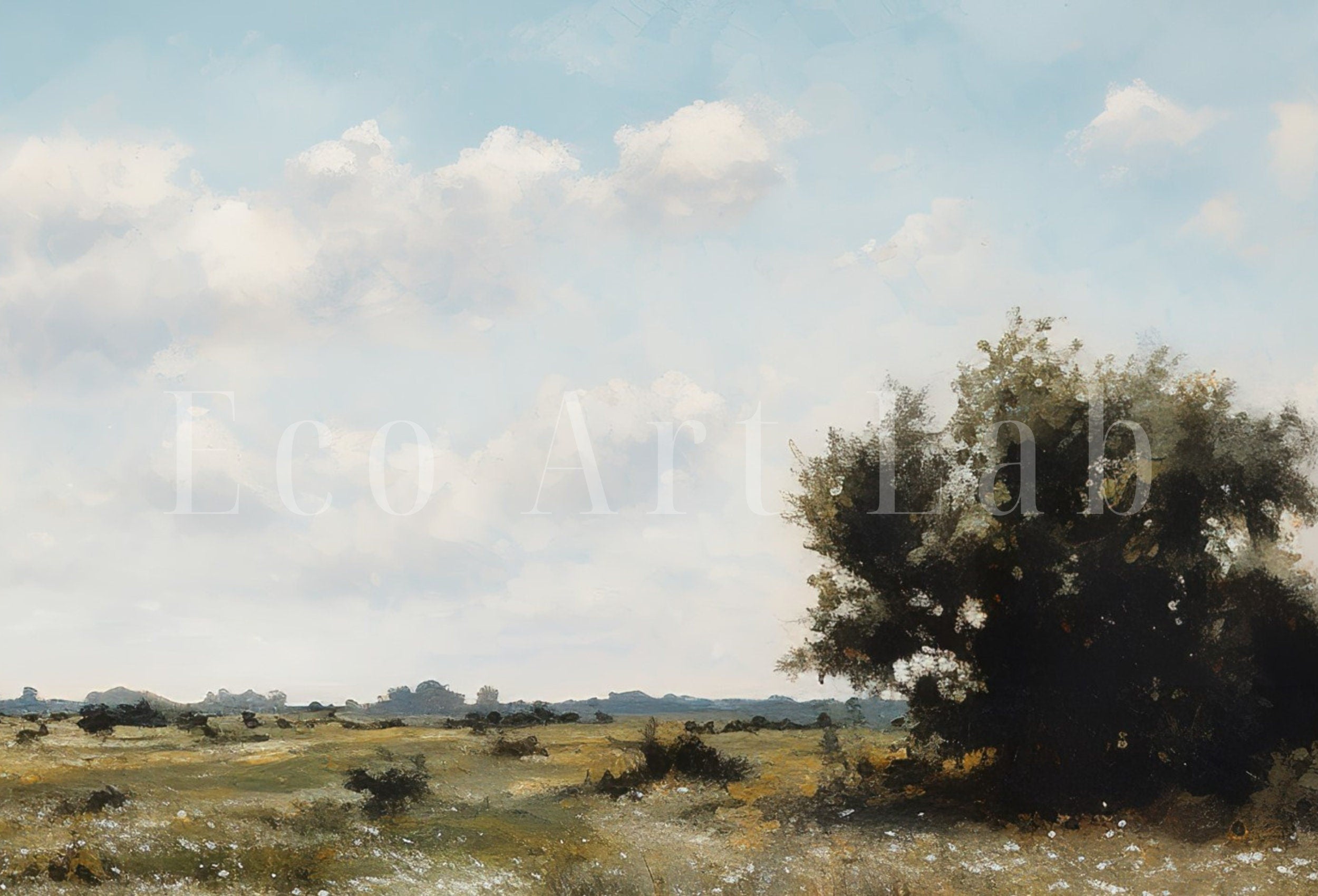 Wildflower Field Printable Art | Landscape Oil Painting | Country Field Wall Art | Vintage Landscape Art Print | Digital Download
