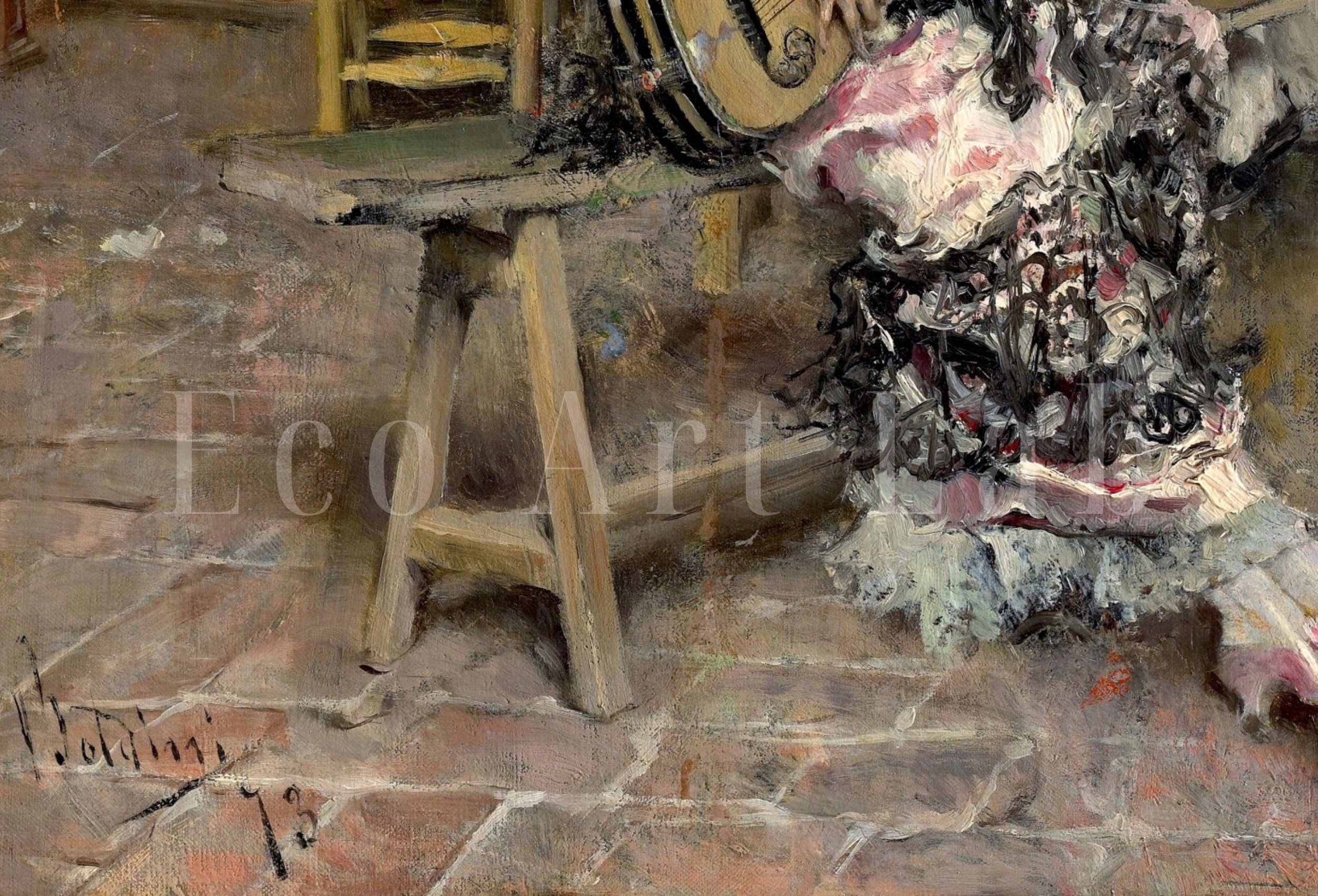 Vintage Oil Painting Printable | Woman Guitarist | Victorian Antique Print | Musician Downloadable | Vintage Woman Playing Guitar Portrait – Printable Wall Art Digital Download – Digital Download