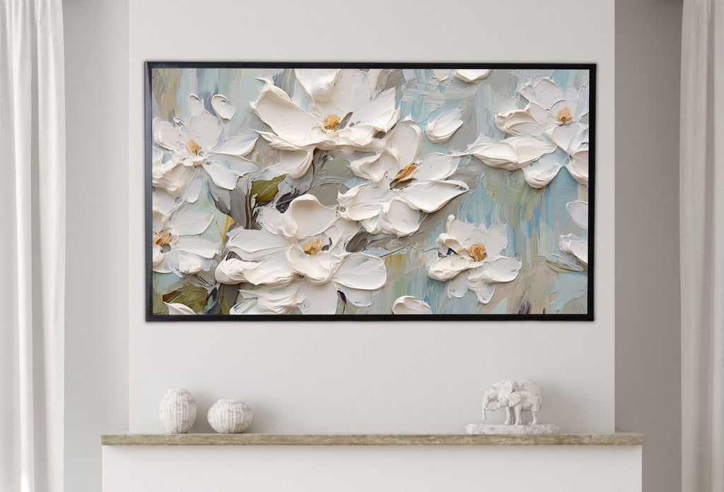 Abstract Samsung Frame TV Art | Vibrant Abstract Floral Art | Textured Wall Art | Oil Painting | Art For Frame Tv | Heavy Textured Painting
