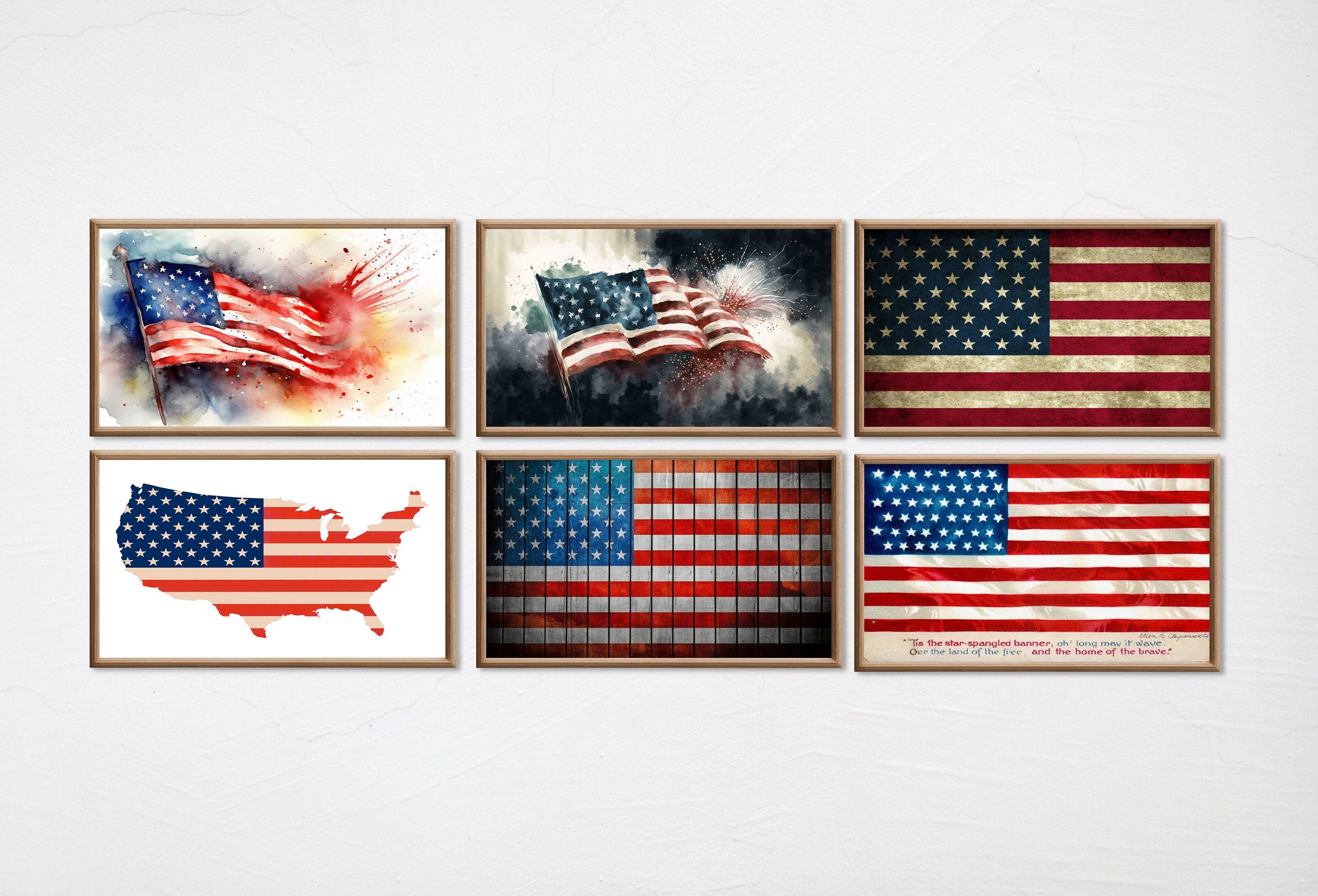 Set of 15 Samsung Frame TV 4K Art. Independence Day 4th of July Decor. Patriotic USA American Flags Art Set. Instant Download Frame TV Art