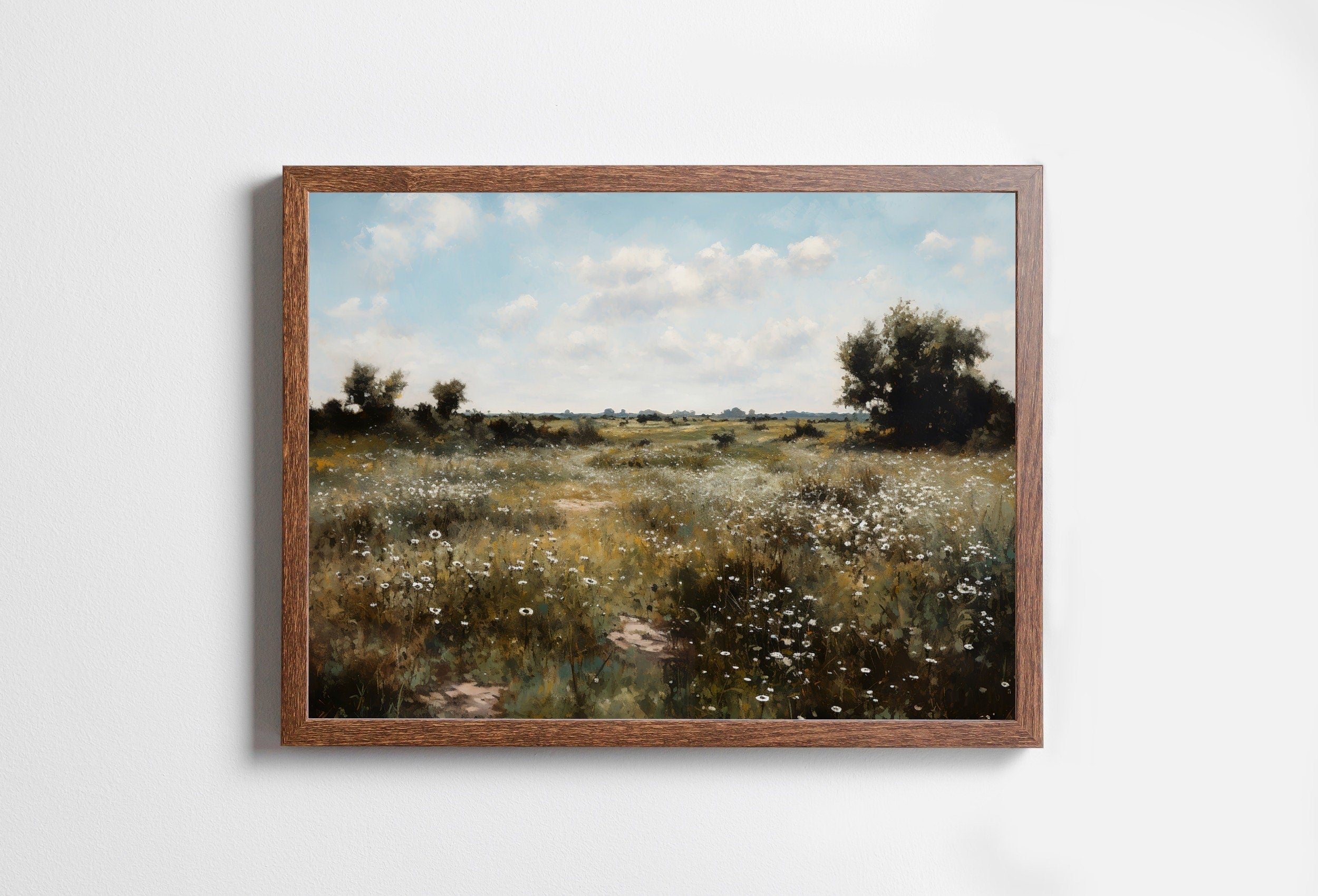 Wildflower Field Printable Art | Landscape Oil Painting | Country Field Wall Art | Vintage Landscape Art Print | Digital Download
