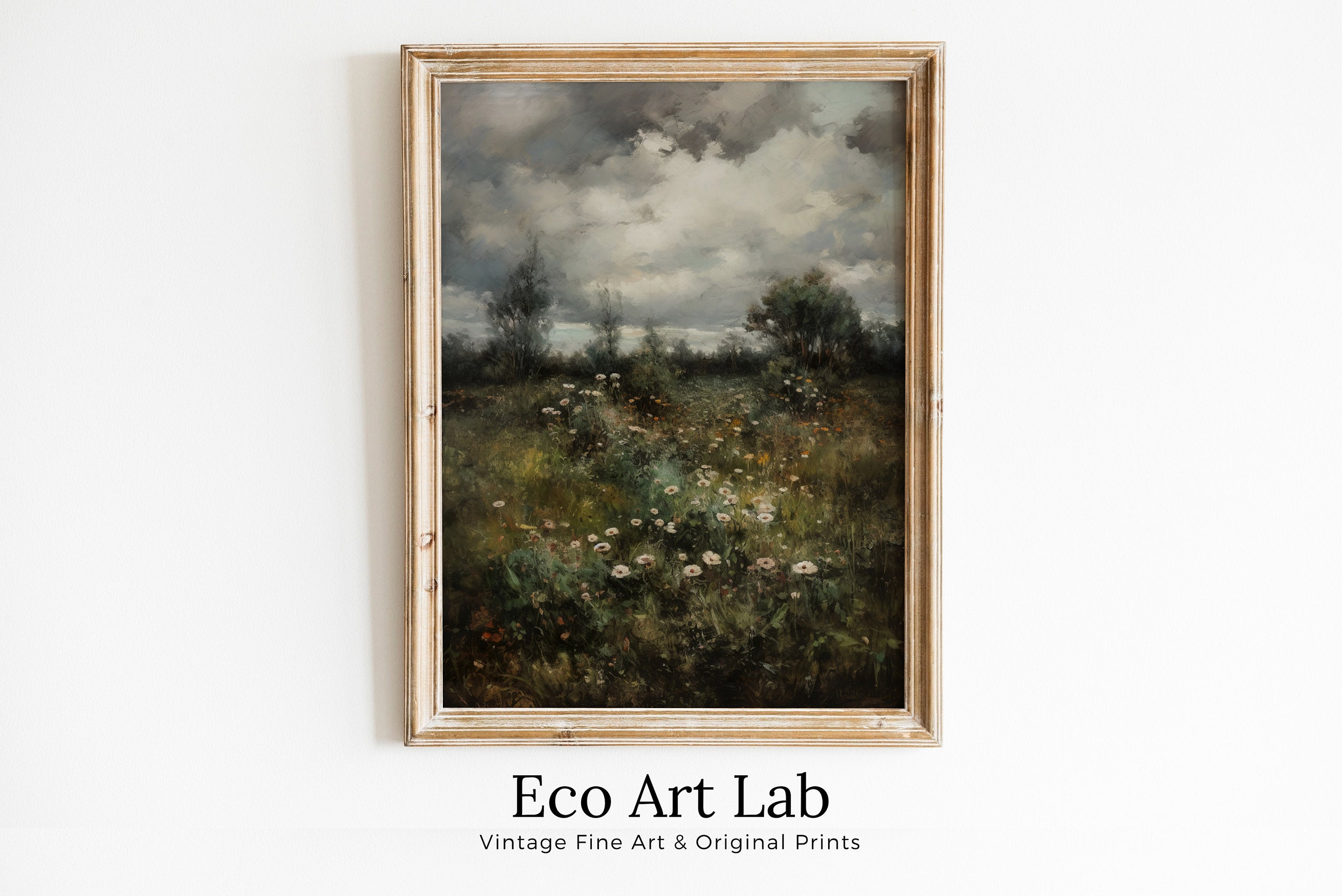 Vintage Landscape Art Print | Wildflower Field Printable Art | Digital Download | Floral Country Field Wall Art | Landscape Oil Painting – Printable Wall Art Digital Download – Digital Download