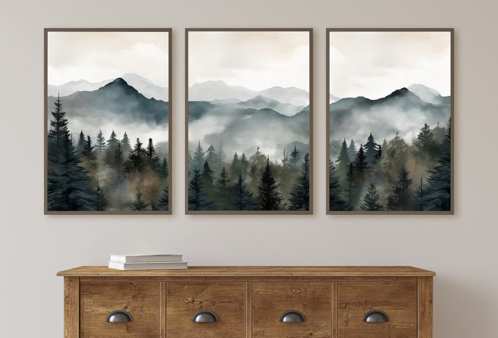 3 Piece Wall Art. Mountain Wall Art. Gallery Wall Set. Watercolor Mountain Prints. Set of 3 Prints. Landscape Print Set. Modern Home Decor