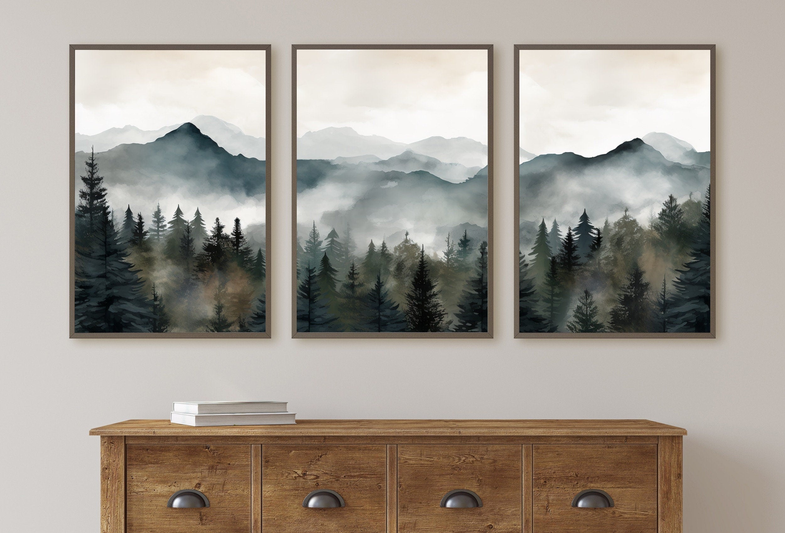 3 Piece Wall Art. Mountain Wall Art. Gallery Wall Set. Watercolor Mountain Prints. Set of 3 Prints. Landscape Print Set. Modern Home Decor