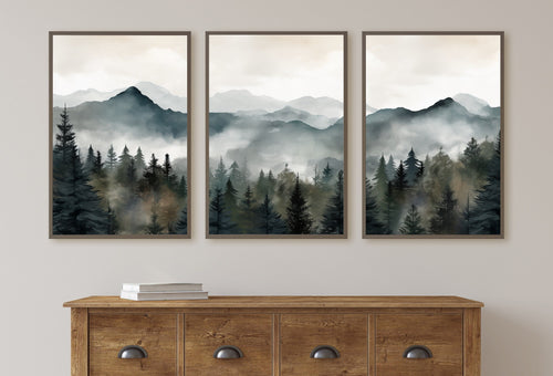 3 Piece Wall Art. Mountain Wall Art. Gallery Wall Set. Watercolor Mountain Prints. Set of 3 Prints. Landscape Print Set. Modern Home Decor