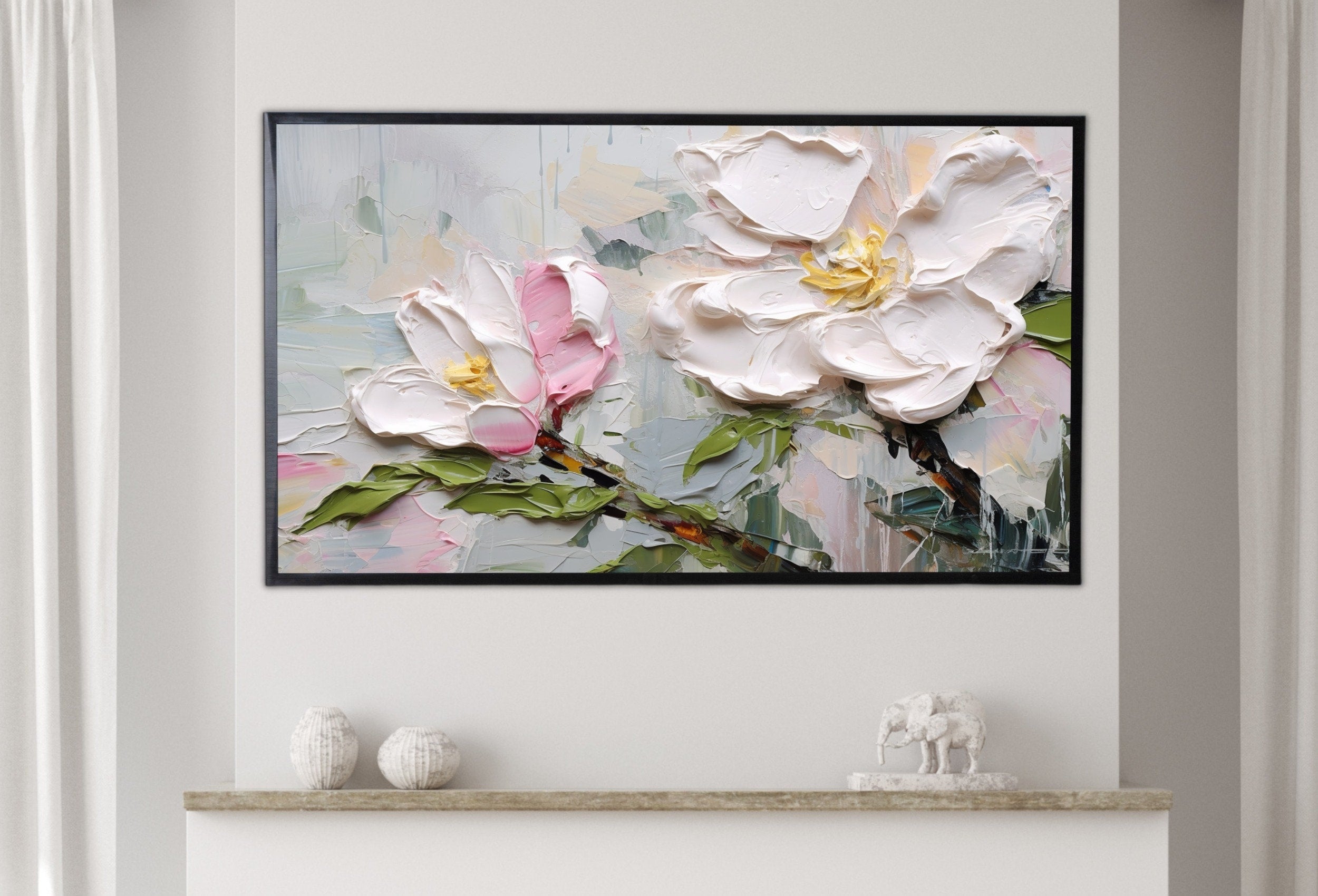 Abstract Samsung Frame TV Art | Vibrant Abstract Floral Art | Oil Painting | Textured Wall Art | Heavy Textured Painting | Art For Frame Tv