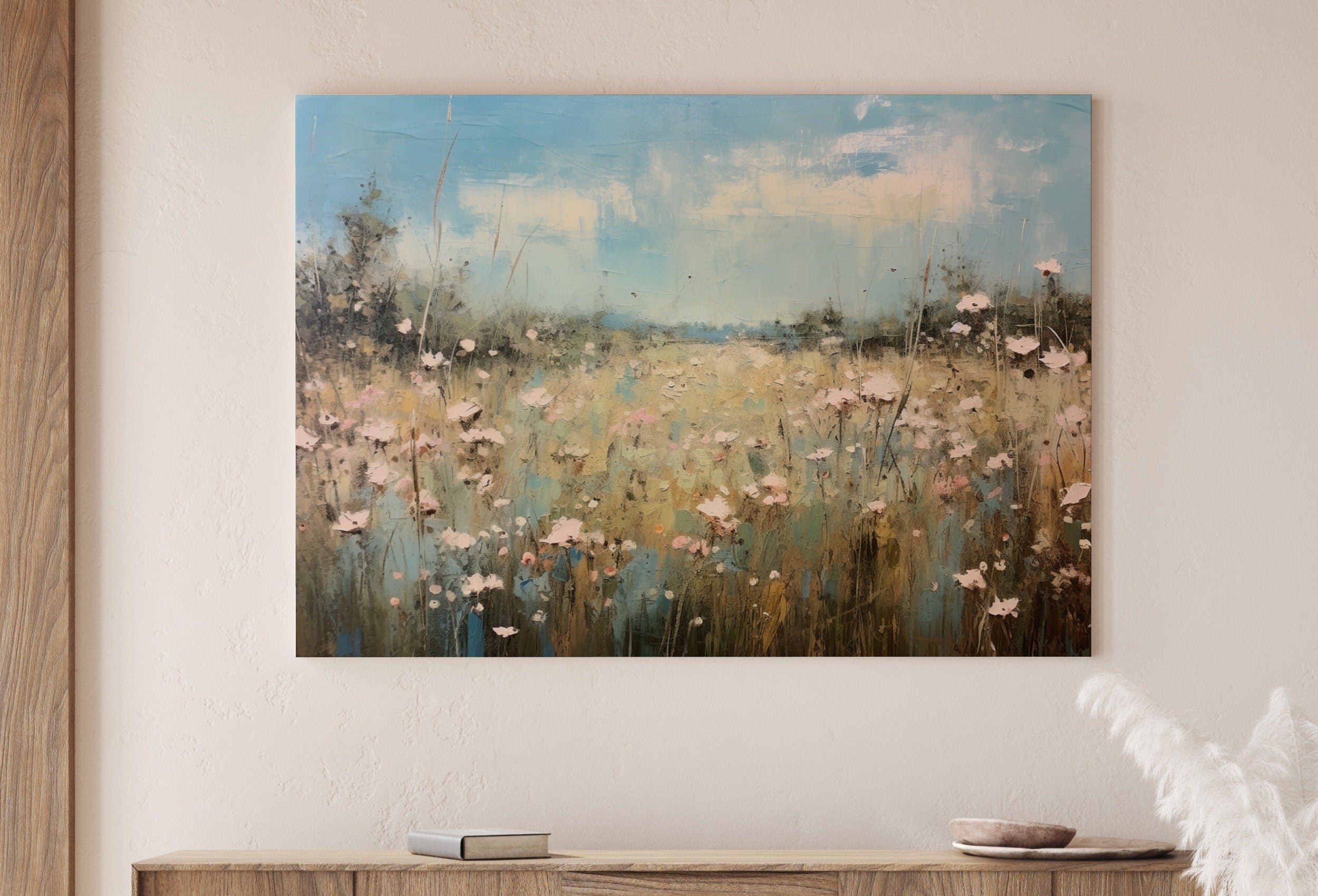 Wildflower Field Printable | Farmhouse Decor | Landscape Painting | Cottagecore Decor | Digital Download