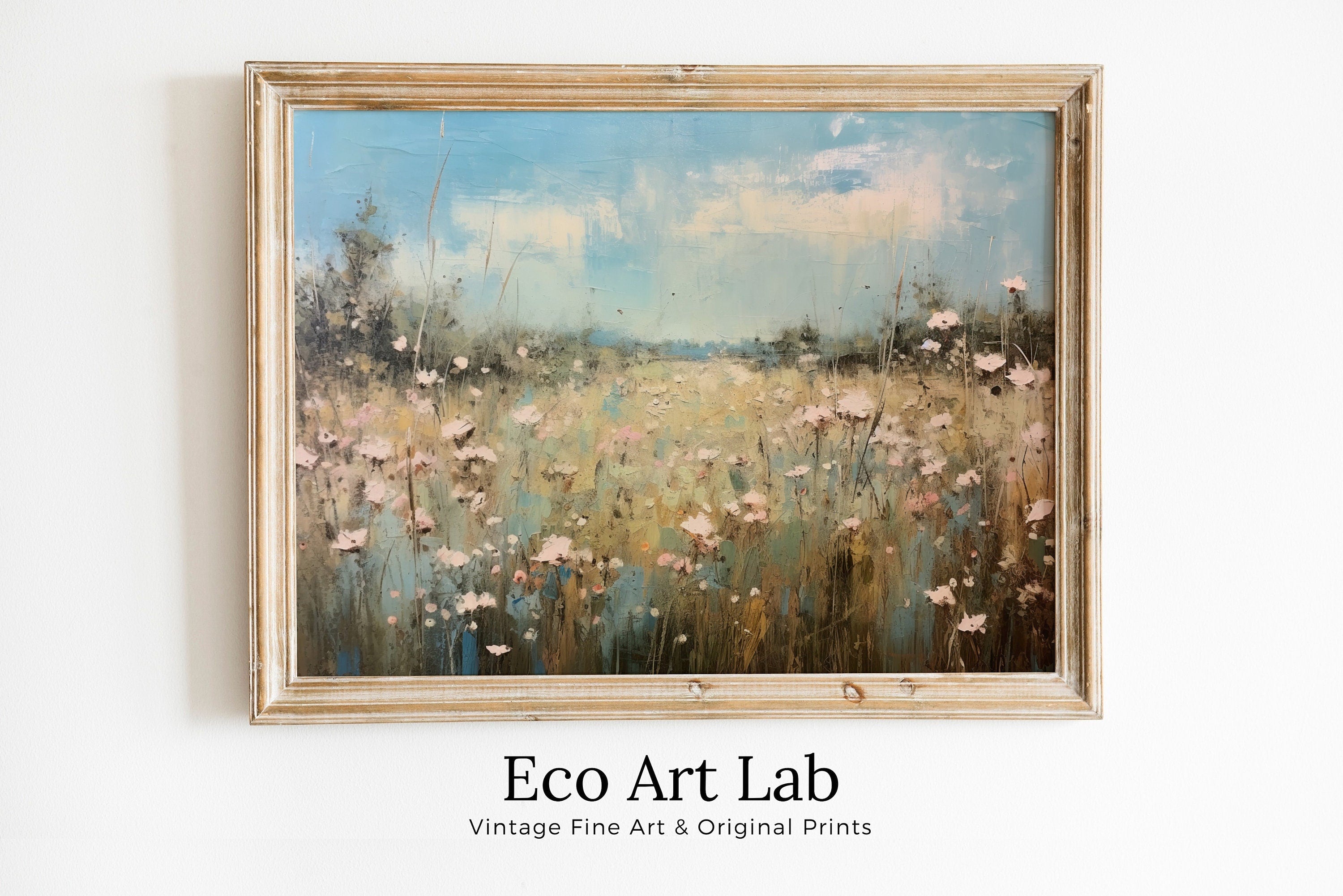 Wildflower Field Printable | Farmhouse Decor | Landscape Painting | Cottagecore Decor | Digital Download