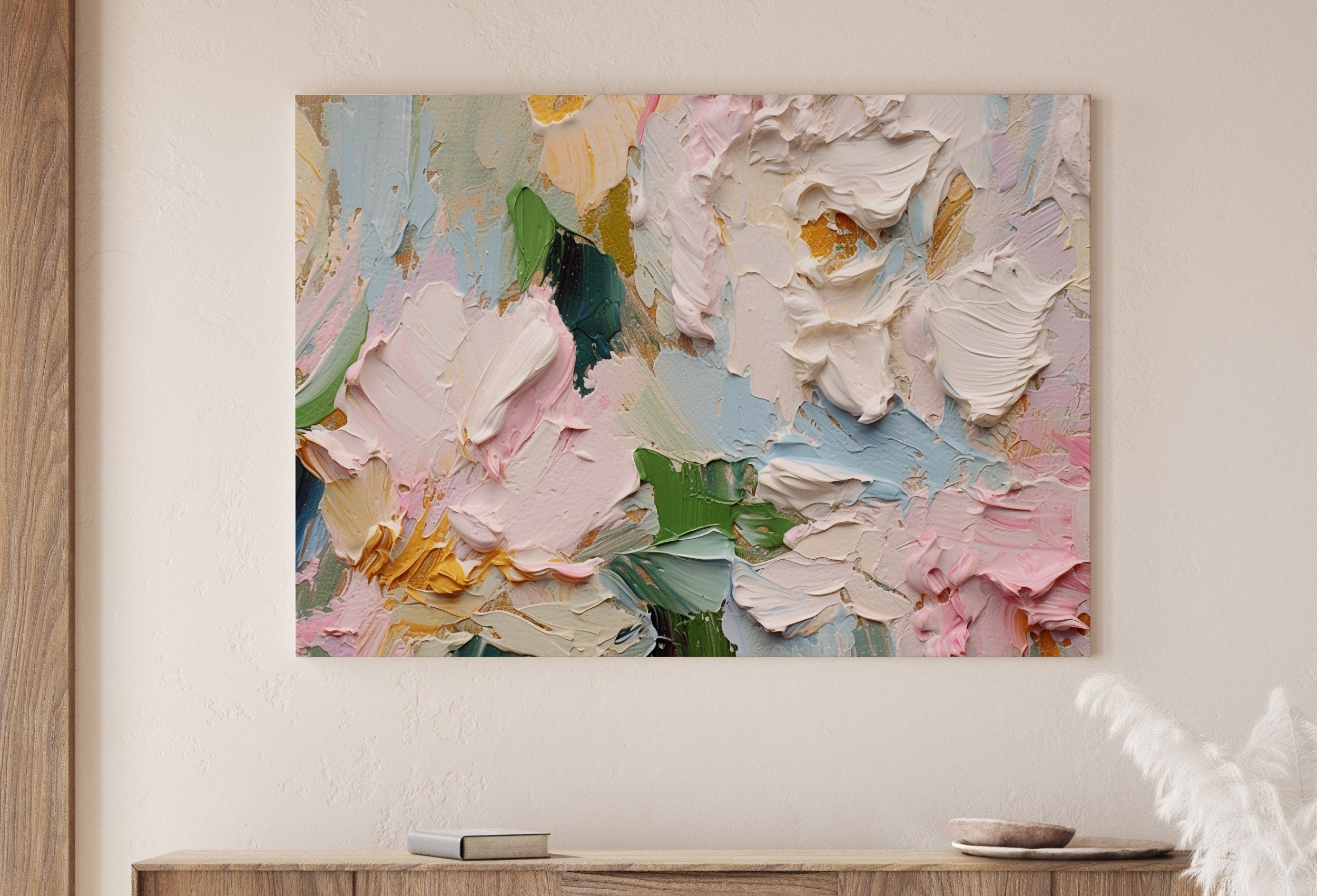 Abstract Flowers Painting | Printable Wall Art | Textured Wall Art | Vibrant Abstract Floral | Heavy Textured Painting | Floral Texture Art