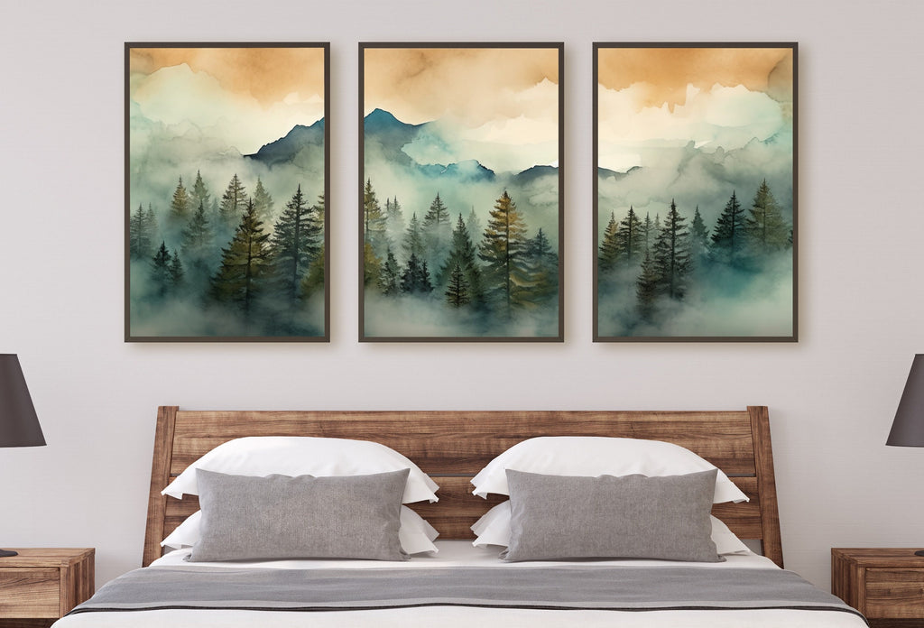 3 Piece Wall Art. Mountain Wall Art. Gallery Wall Set. Set of 3 Prints. Watercolor Mountain Print. Landscape Print Set. Modern Home Decor