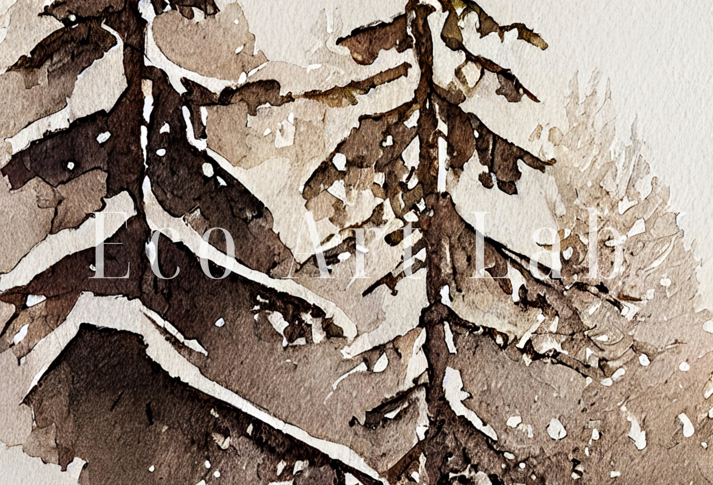 Winter Forest Landscape Printable. Set of 3 Prints. Snowy Forest Watercolor Painting. Printable Wall Art. 3 Piece Wall Art. Gallery Wall Set