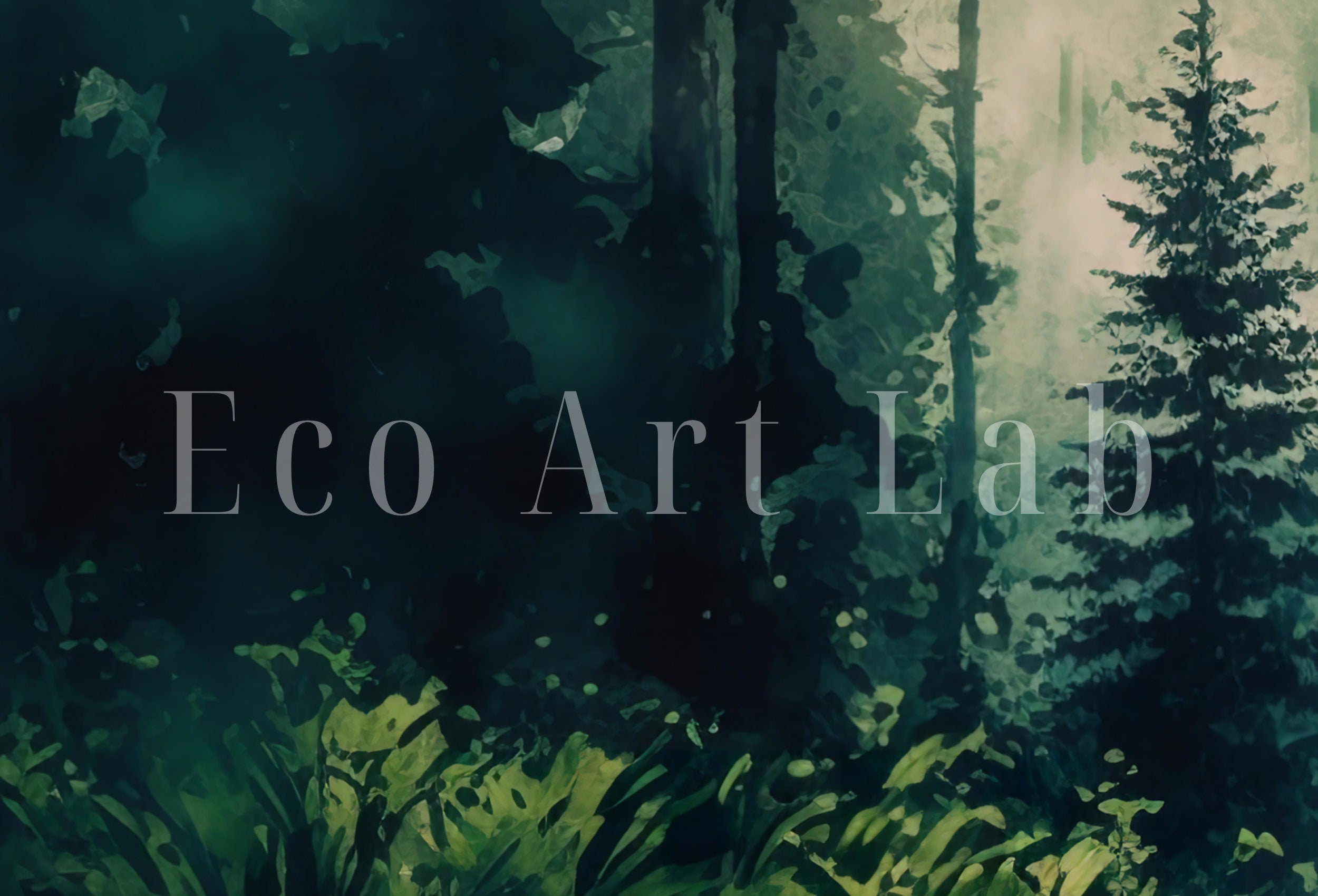 Watercolor Dense Forest Landscape Printable. Printable Wall Art. Set of 2 Prints. Green Forest Trees Painting. Nature Decor. Forest Art