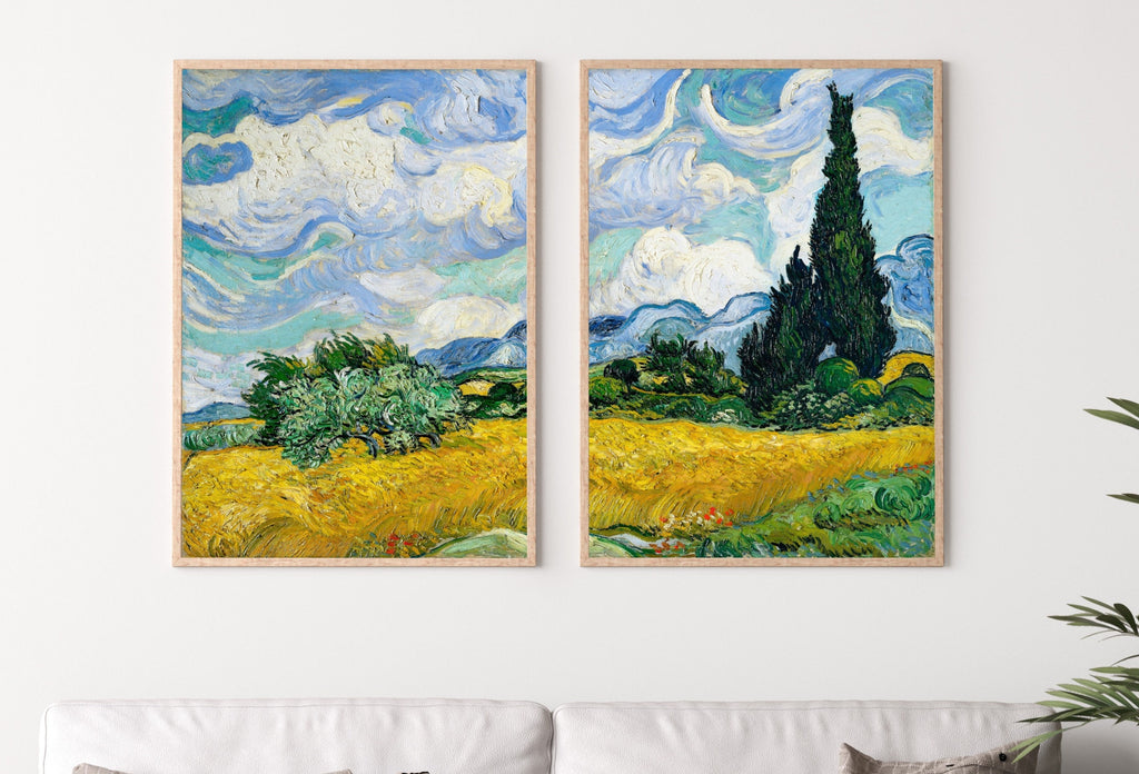 Wheat Field by Vincent van Gogh. Set of 2 Prints. Printable Famous Fine Art Prints. Instant Download Vintage Painting. 2 Piece Wall Art