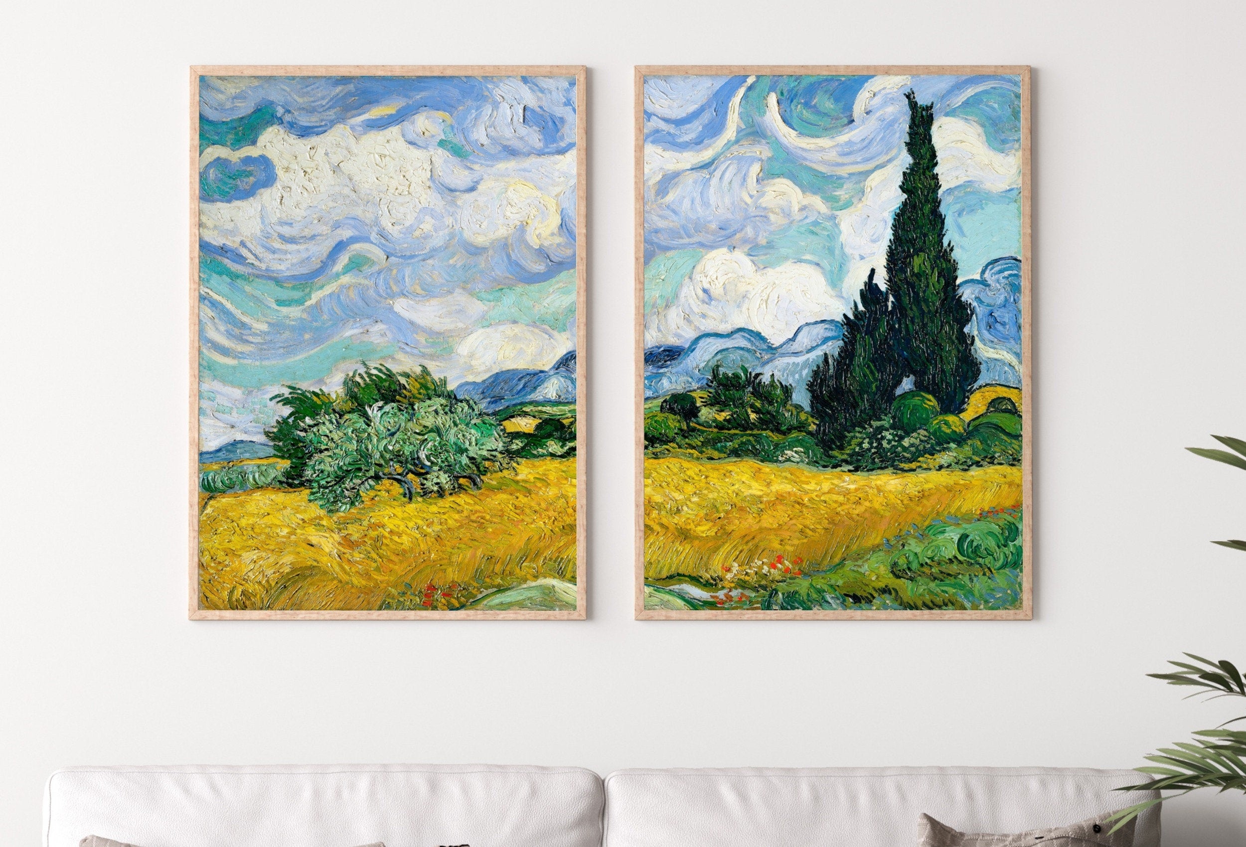 Wheat Field by Vincent van Gogh. Set of 2 Prints. Printable Famous Fine Art Prints. Instant Download Vintage Painting. 2 Piece Wall Art
