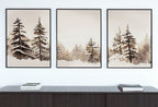 Winter Forest Landscape Printable. Set of 3 Prints. Snowy Forest Watercolor Painting. Printable Wall Art. 3 Piece Wall Art. Gallery Wall Set