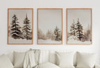 Winter Forest Landscape Printable. Set of 3 Prints. Snowy Forest Watercolor Painting. Printable Wall Art. 3 Piece Wall Art. Gallery Wall Set